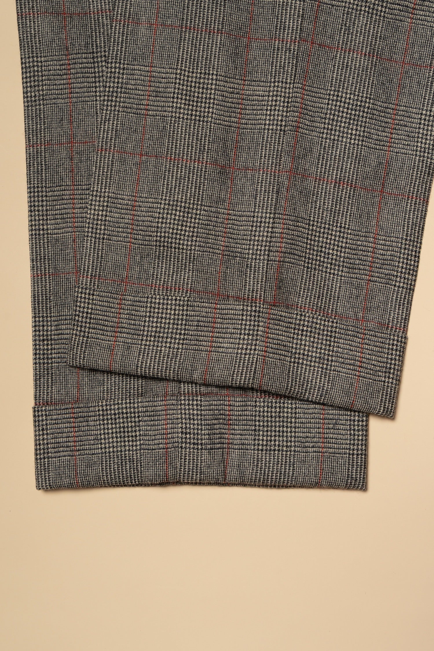 MTO Glen Check Red Overcheck Worsted Flannel Suit #634