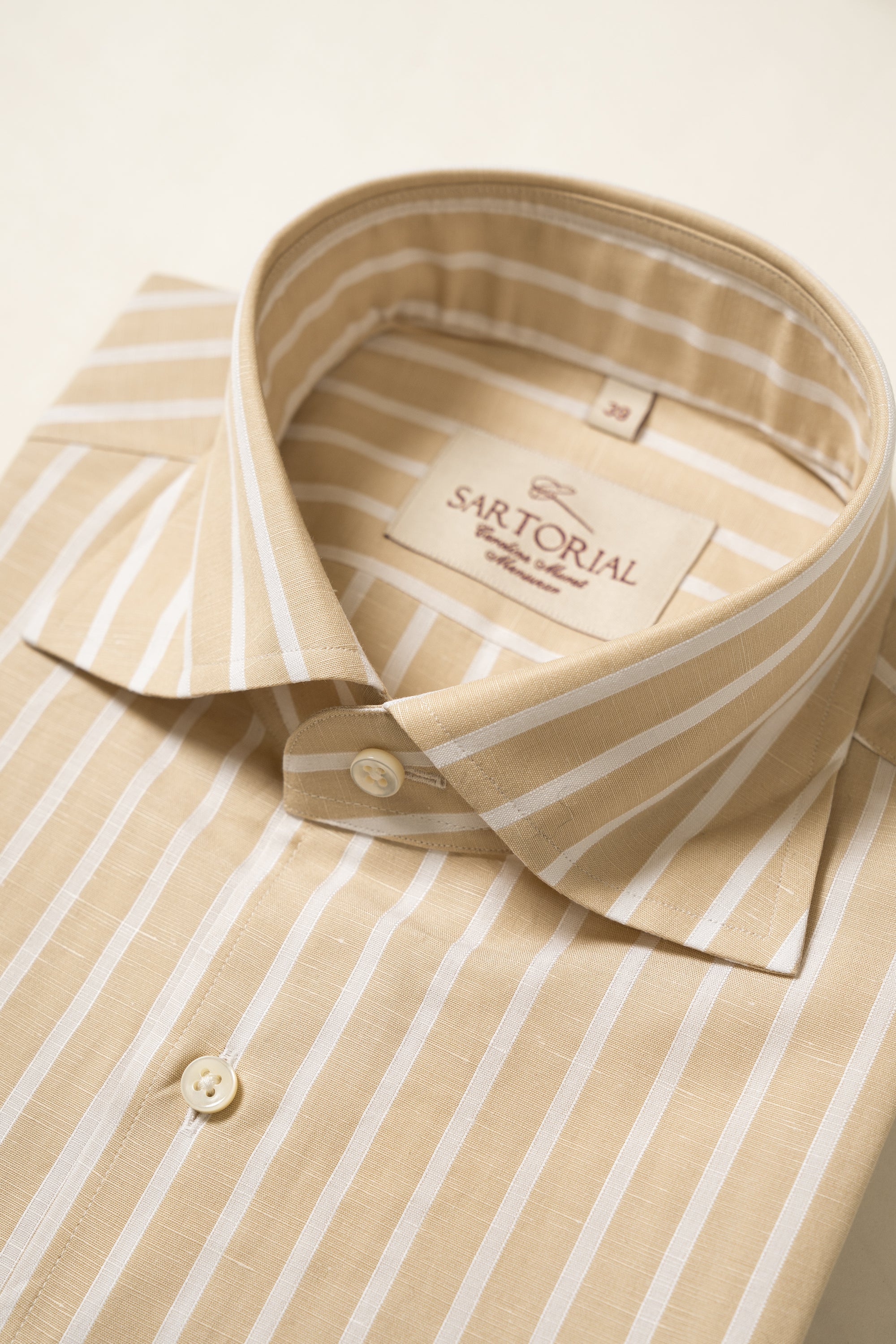 Cream Stripe Blending Shirt