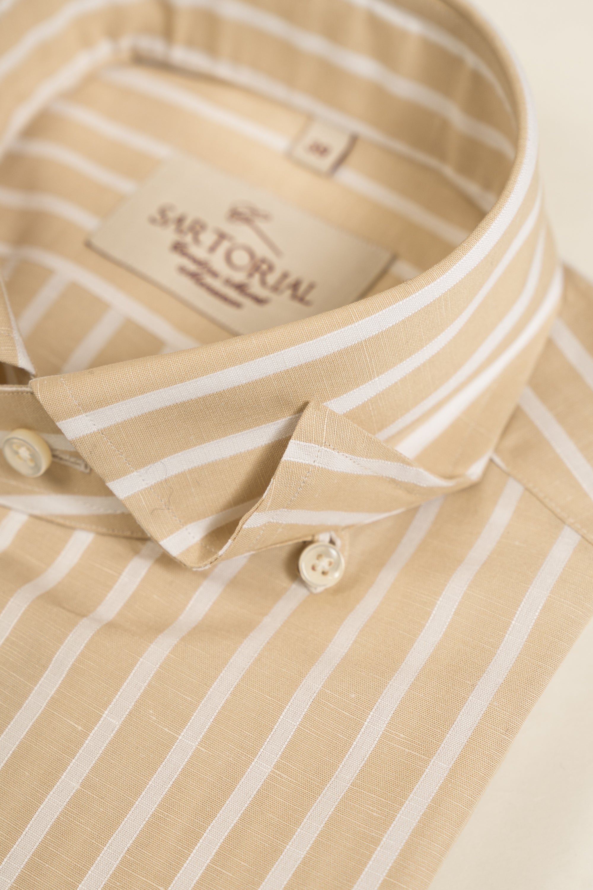 Cream Stripe Blending Shirt