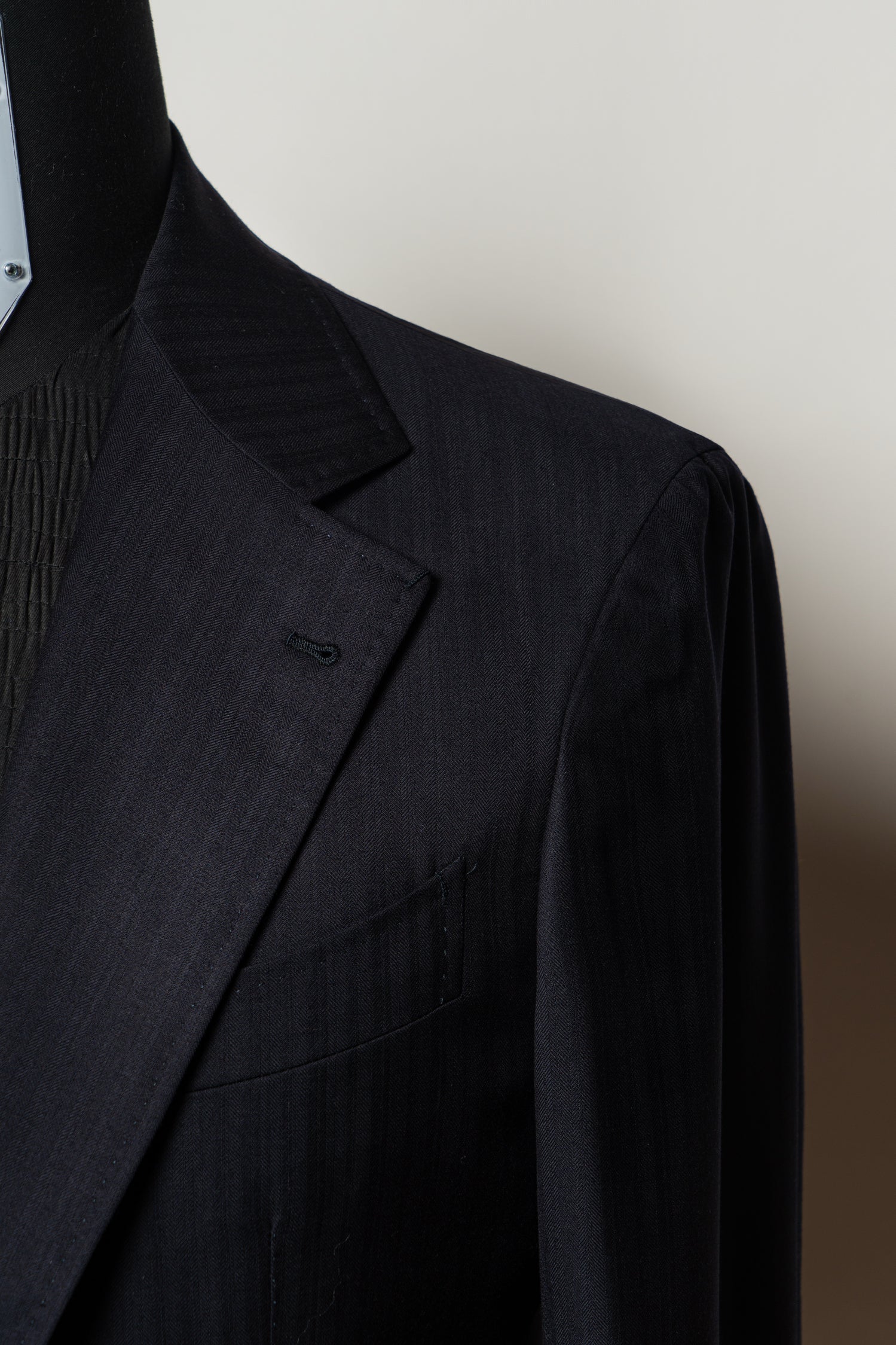 MTO Navy Herringbone 17 Micron 130s Suit #399