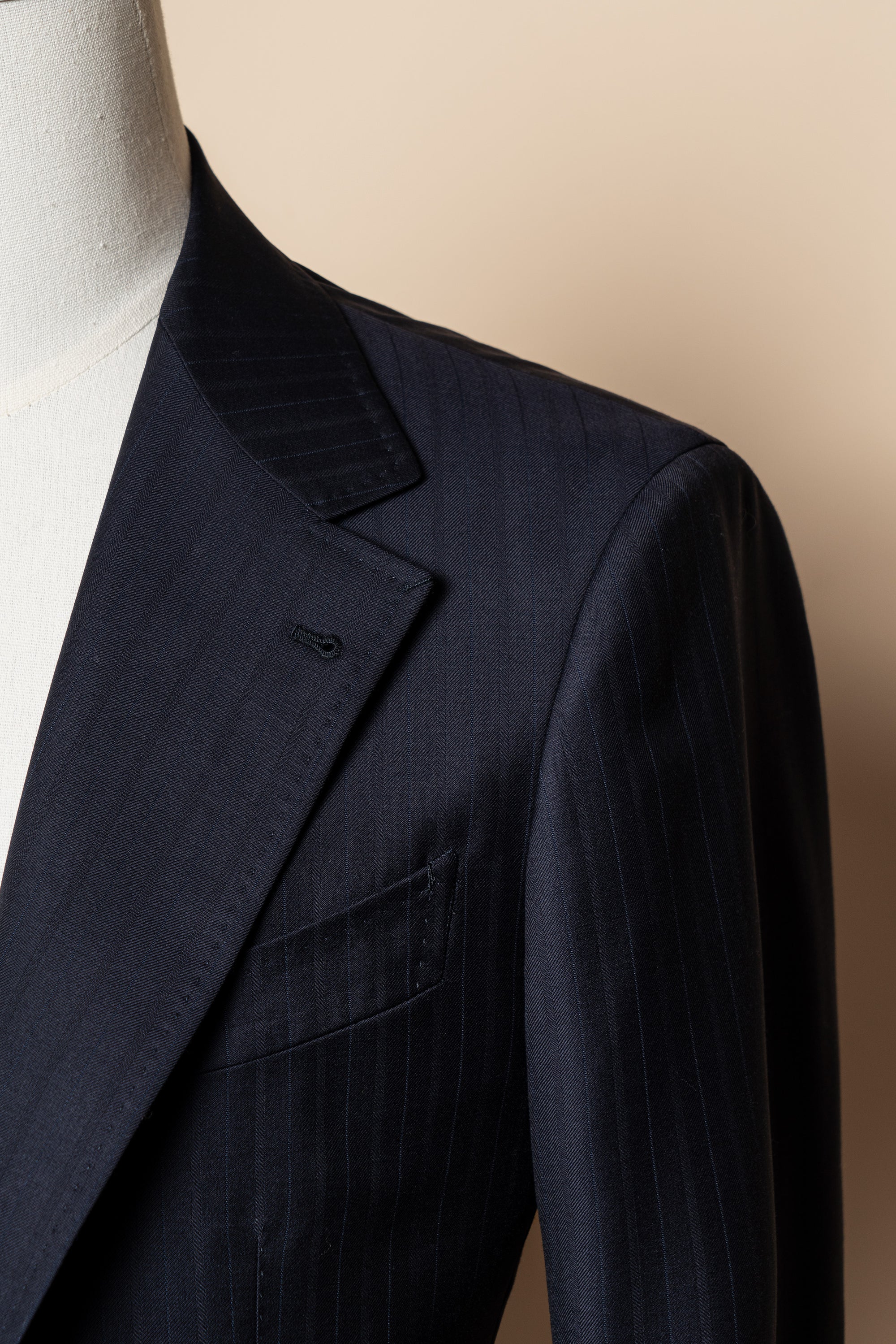 MTO Navy Herringbone 130s Wool Suit #400