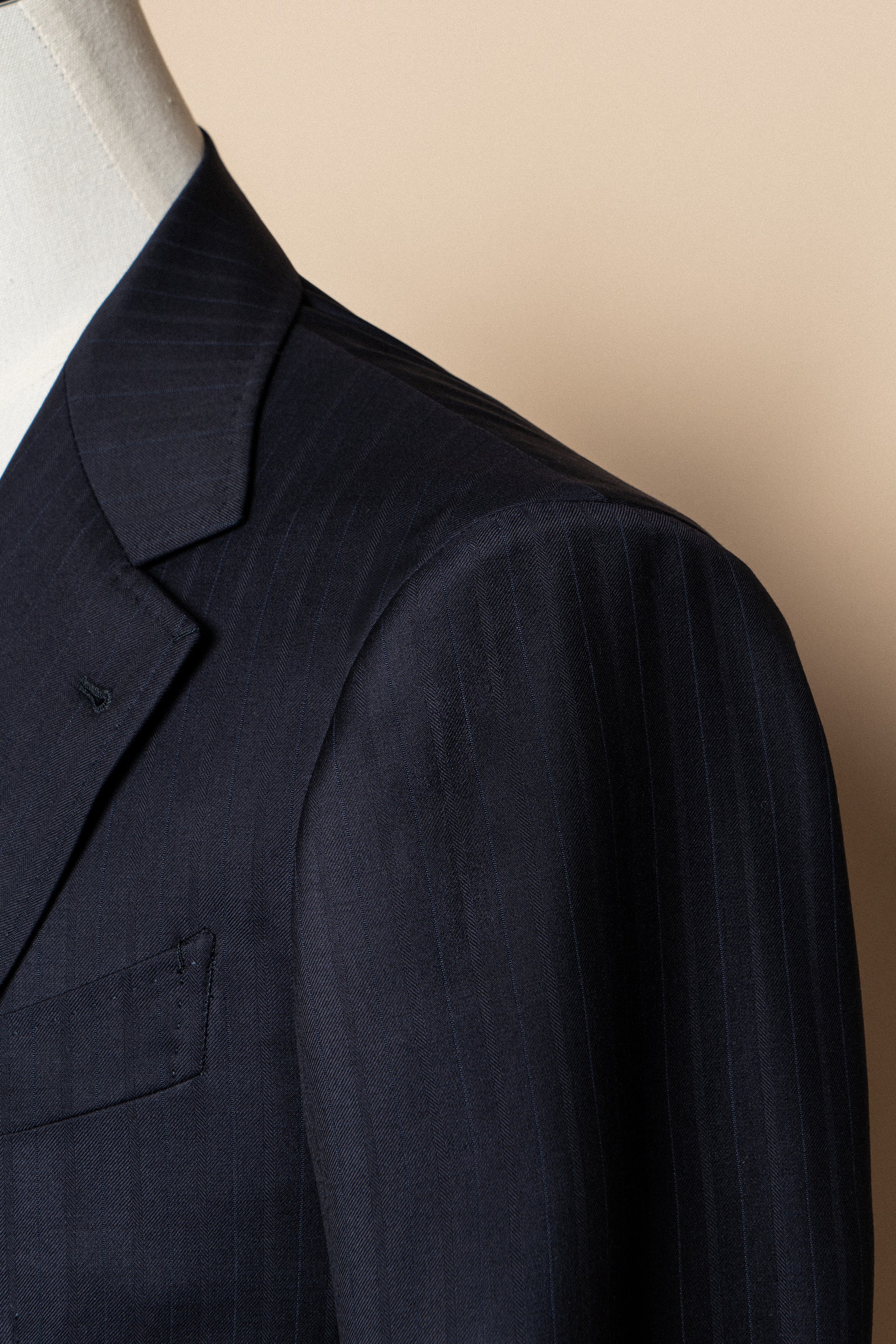 MTO Navy Herringbone 130s Wool Suit #400