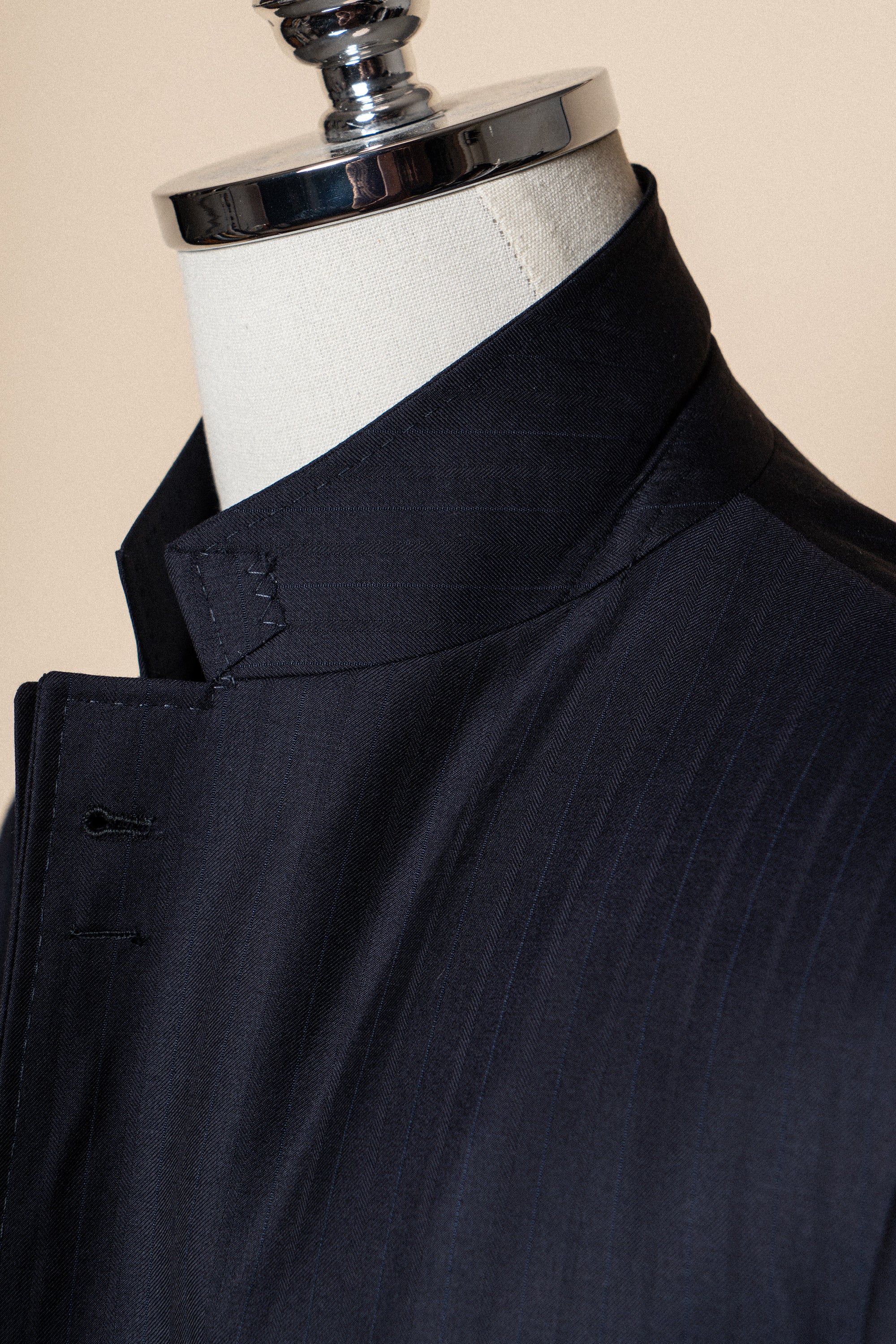 MTO Navy Herringbone 130s Wool Suit #400