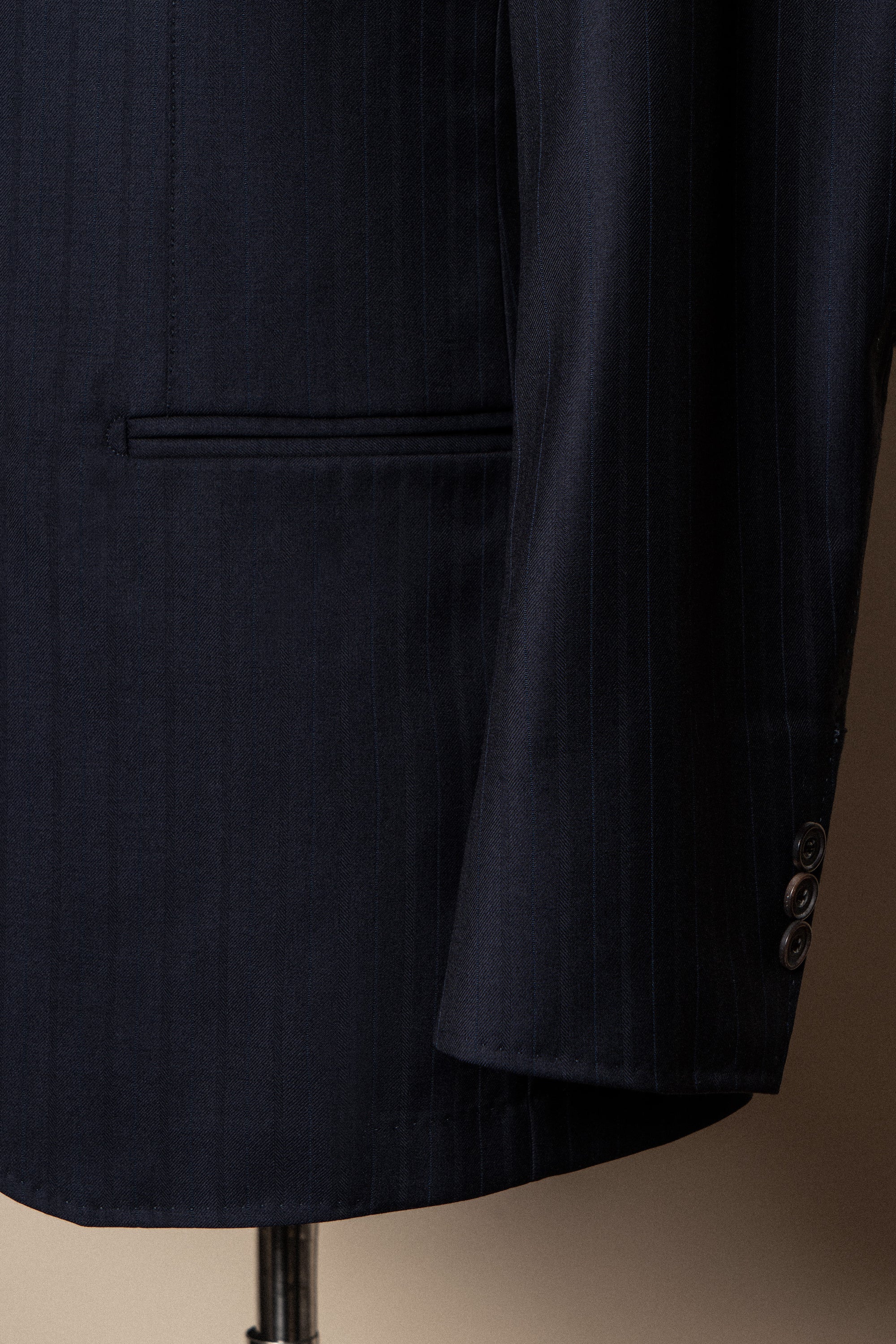 MTO Navy Herringbone 130s Wool Suit #400