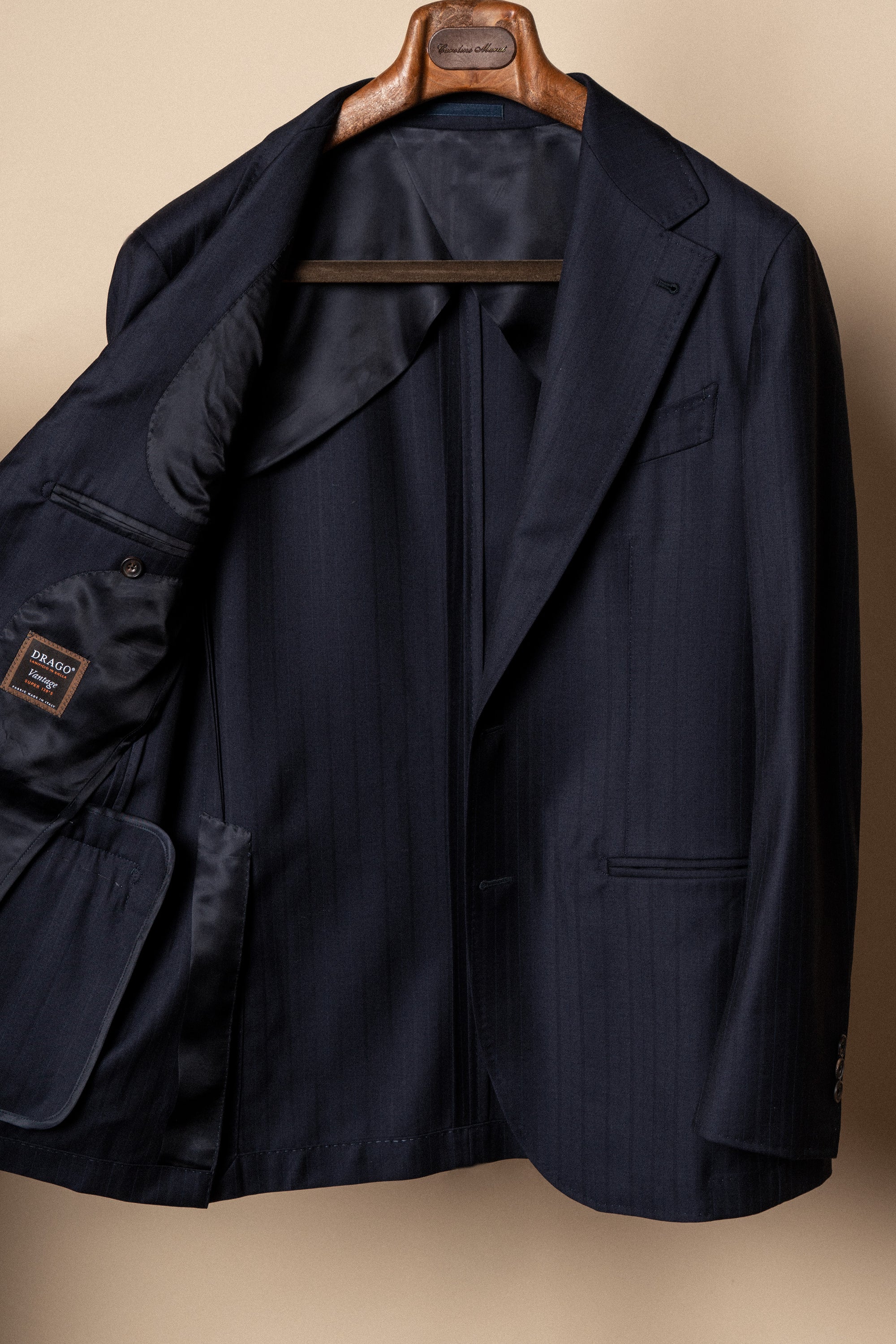 MTO Navy Herringbone 130s Wool Suit #400