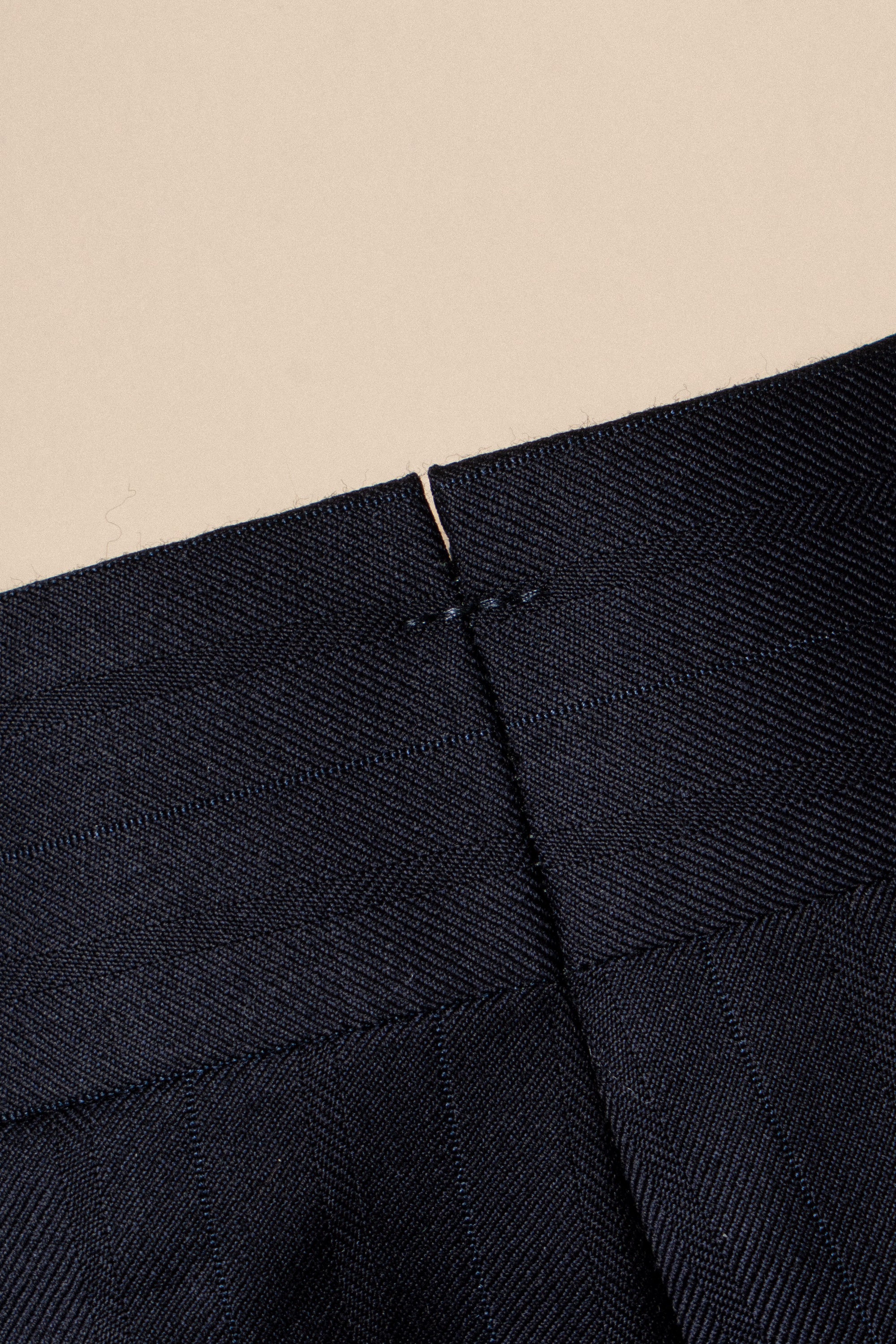 MTO Navy Herringbone 130s Wool Suit #400