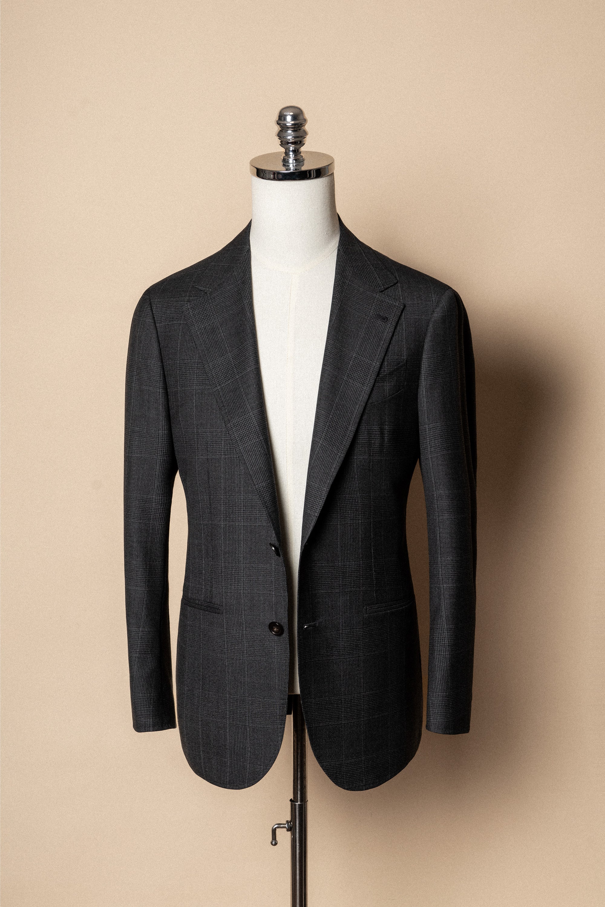 MTO Dark Grey Glen Check 130s Wool Suit #420