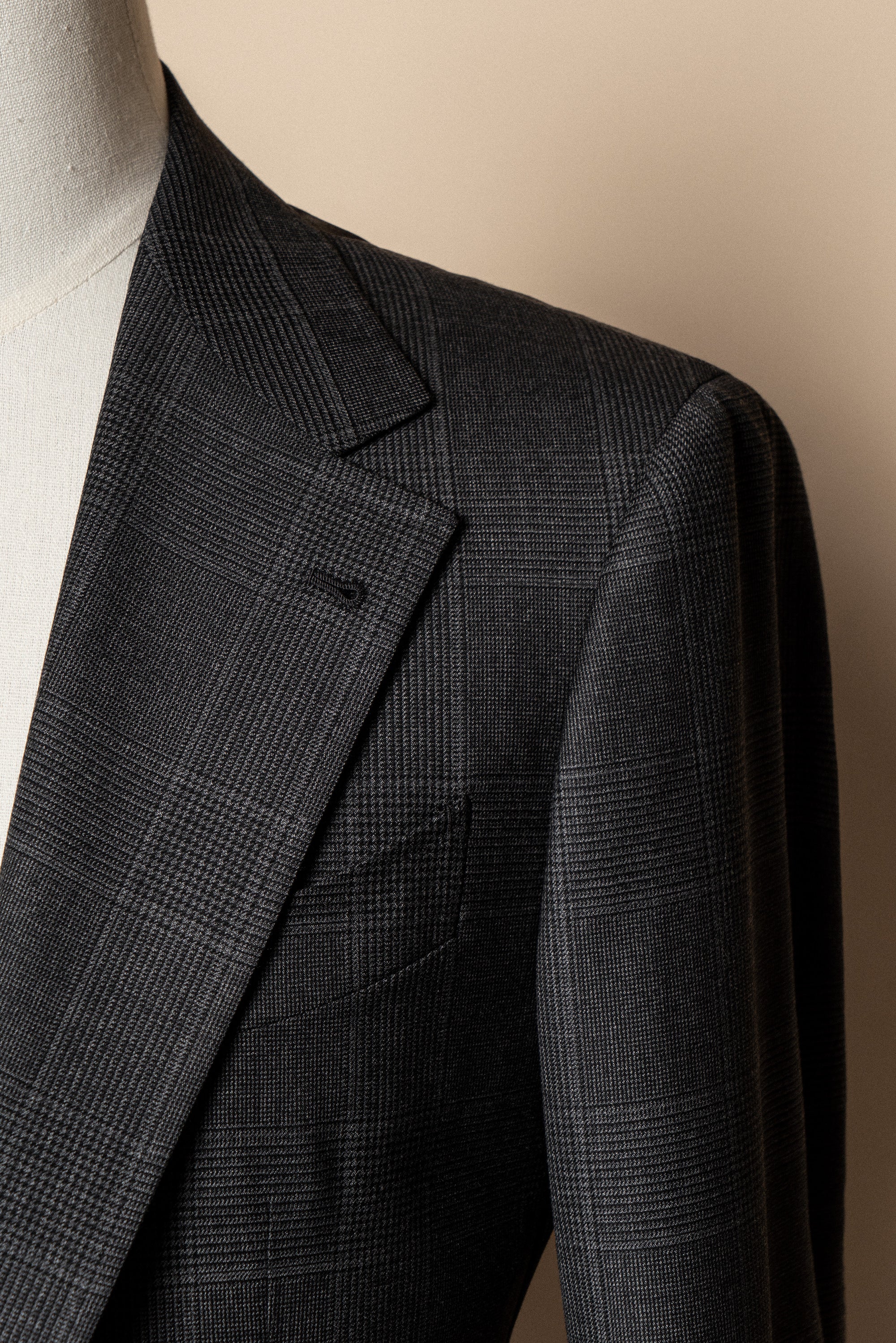 MTO Dark Grey Glen Check 130s Wool Suit #420