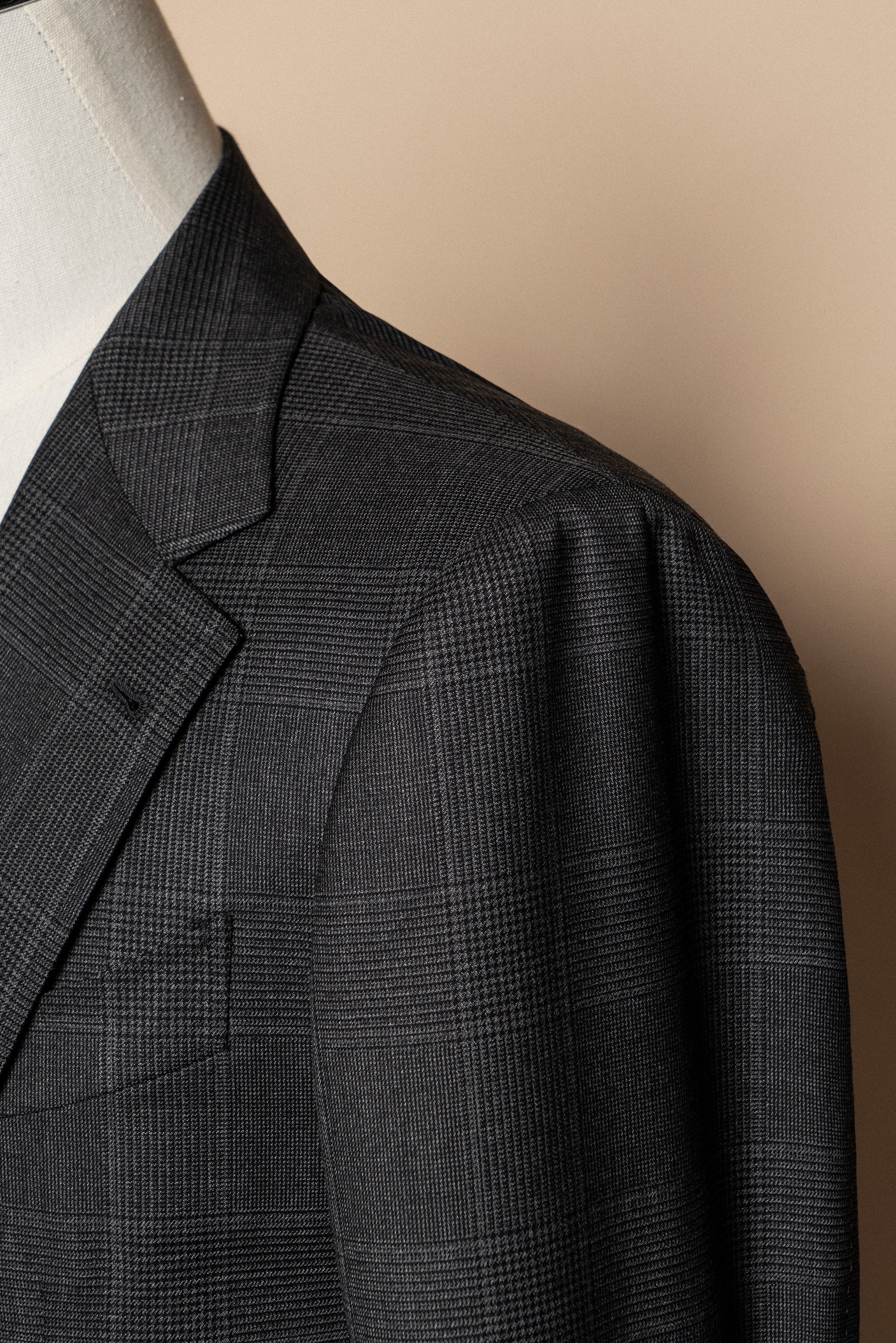 MTO Dark Grey Glen Check 130s Wool Suit #420