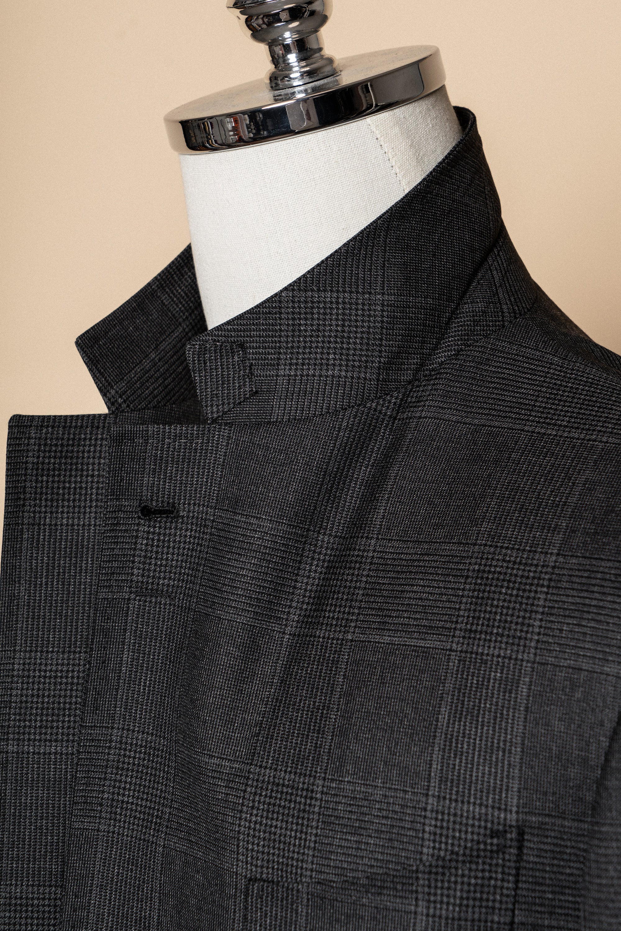 MTO Dark Grey Glen Check 130s Wool Suit #420
