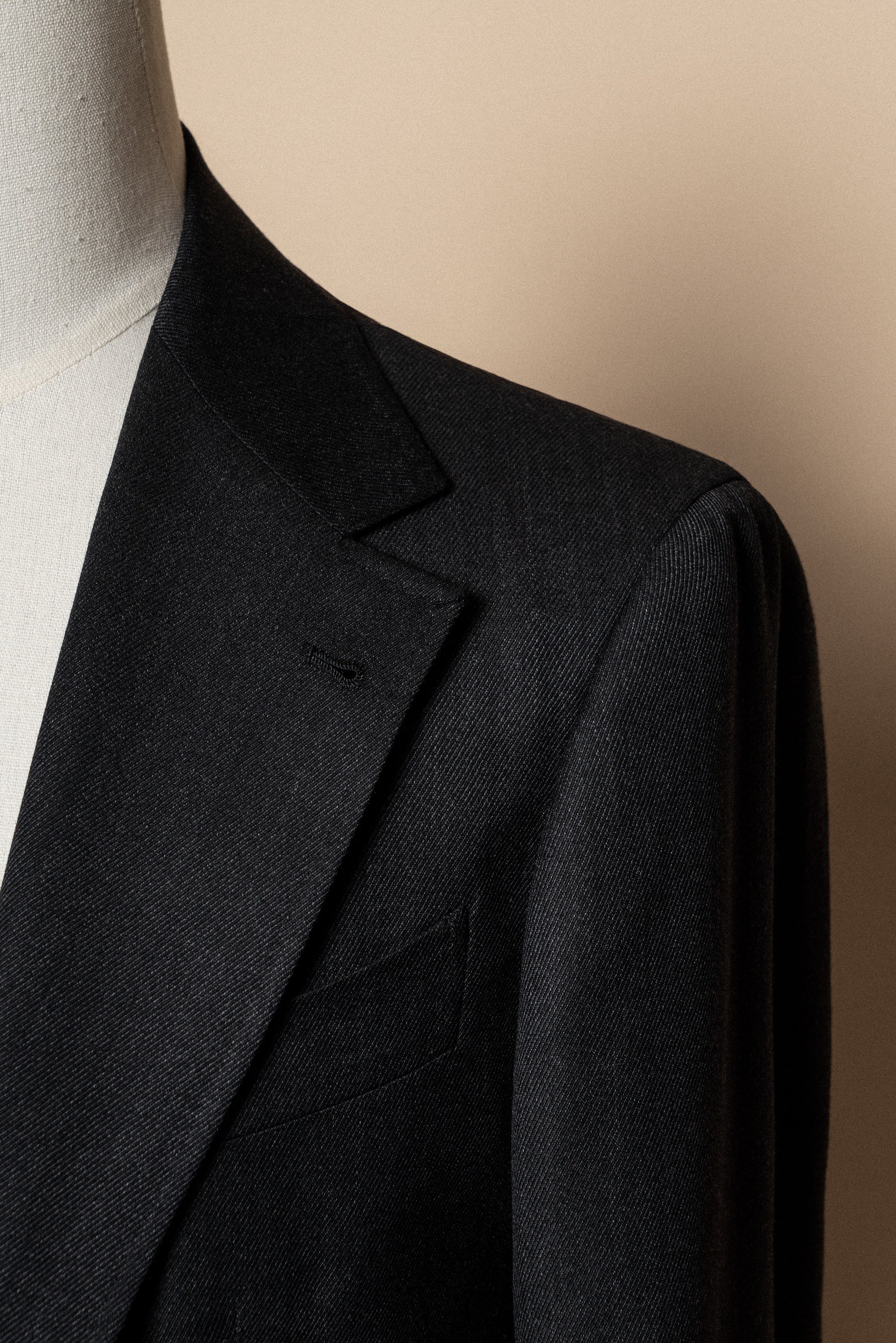 MTO Charcoal Twill 130s Wool Suit #422