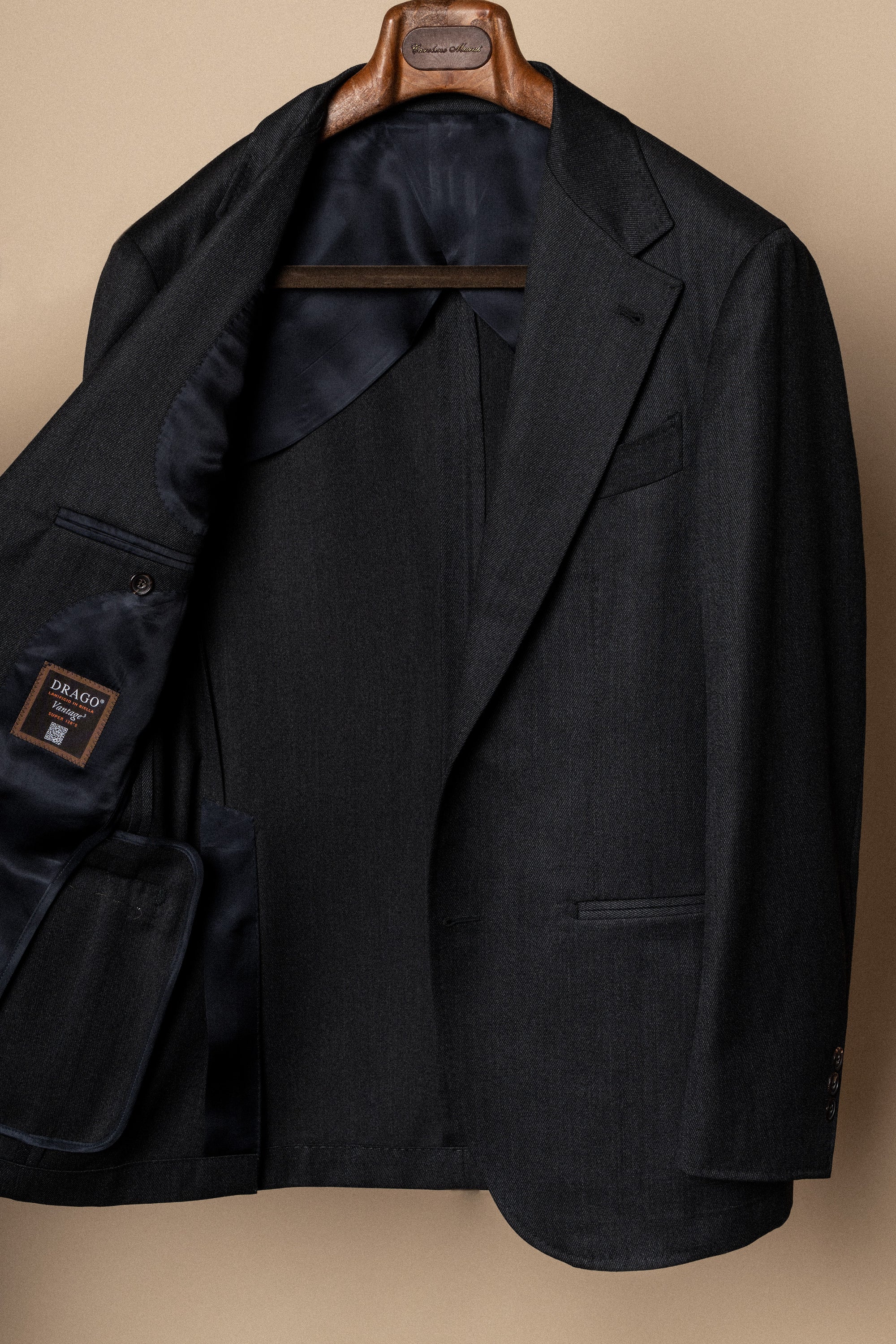 MTO Charcoal Twill 130s Wool Suit #422