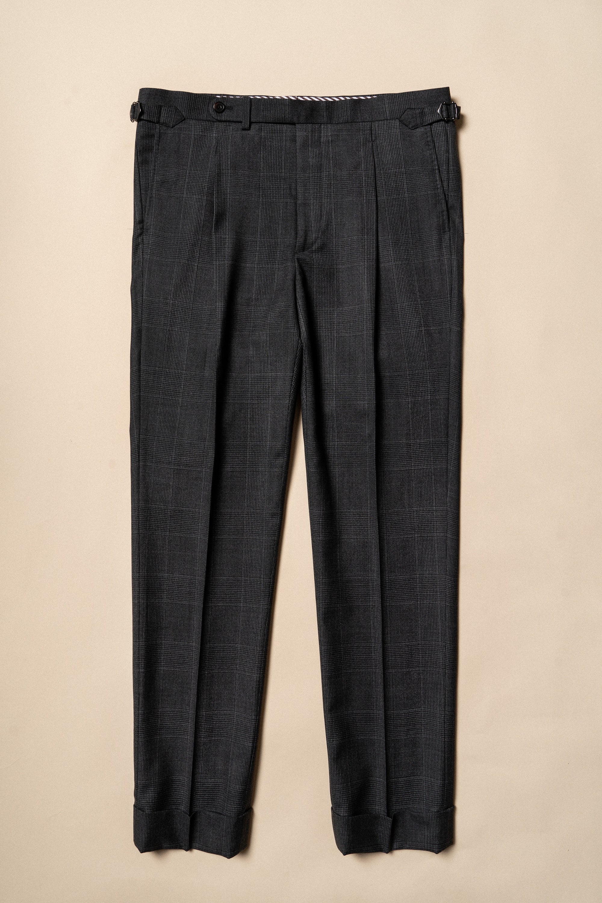 MTO Dark Grey Glen Check 130s Wool Suit #420