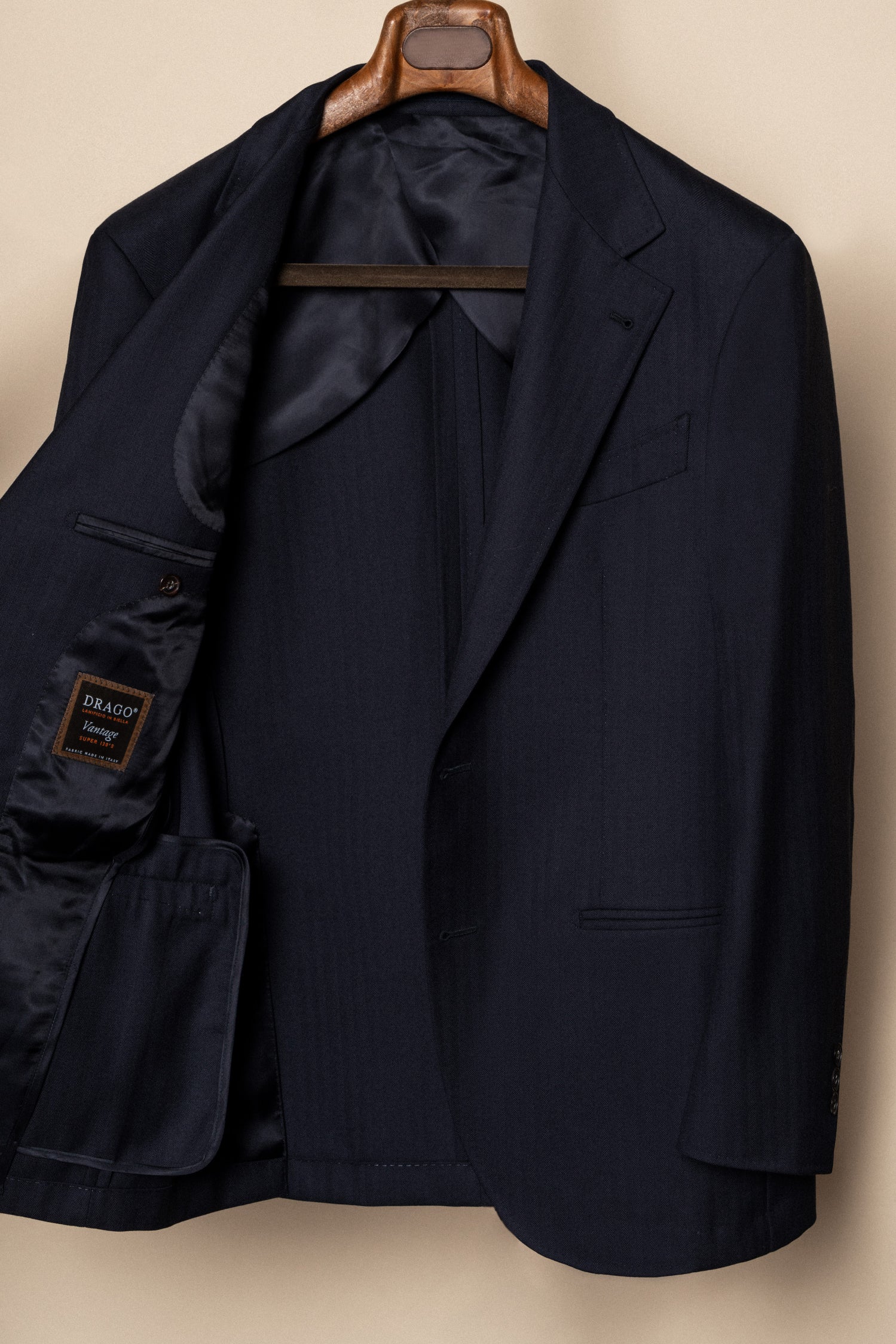 MTO Navy Herringbone 17 Micron 130s Suit #399