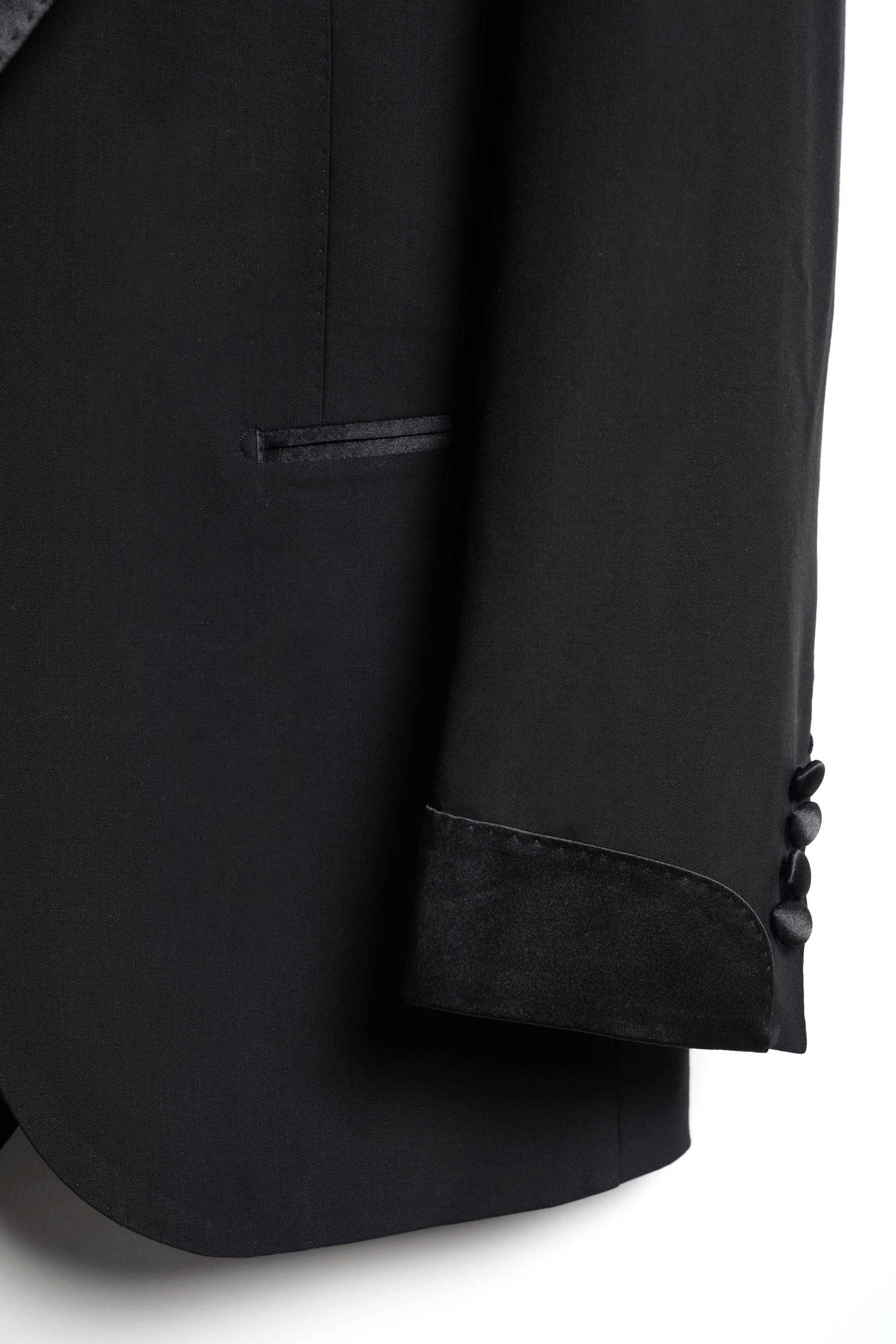 Black Wool Barathea Peak Lapel Single Breasted Dinner Suit #219