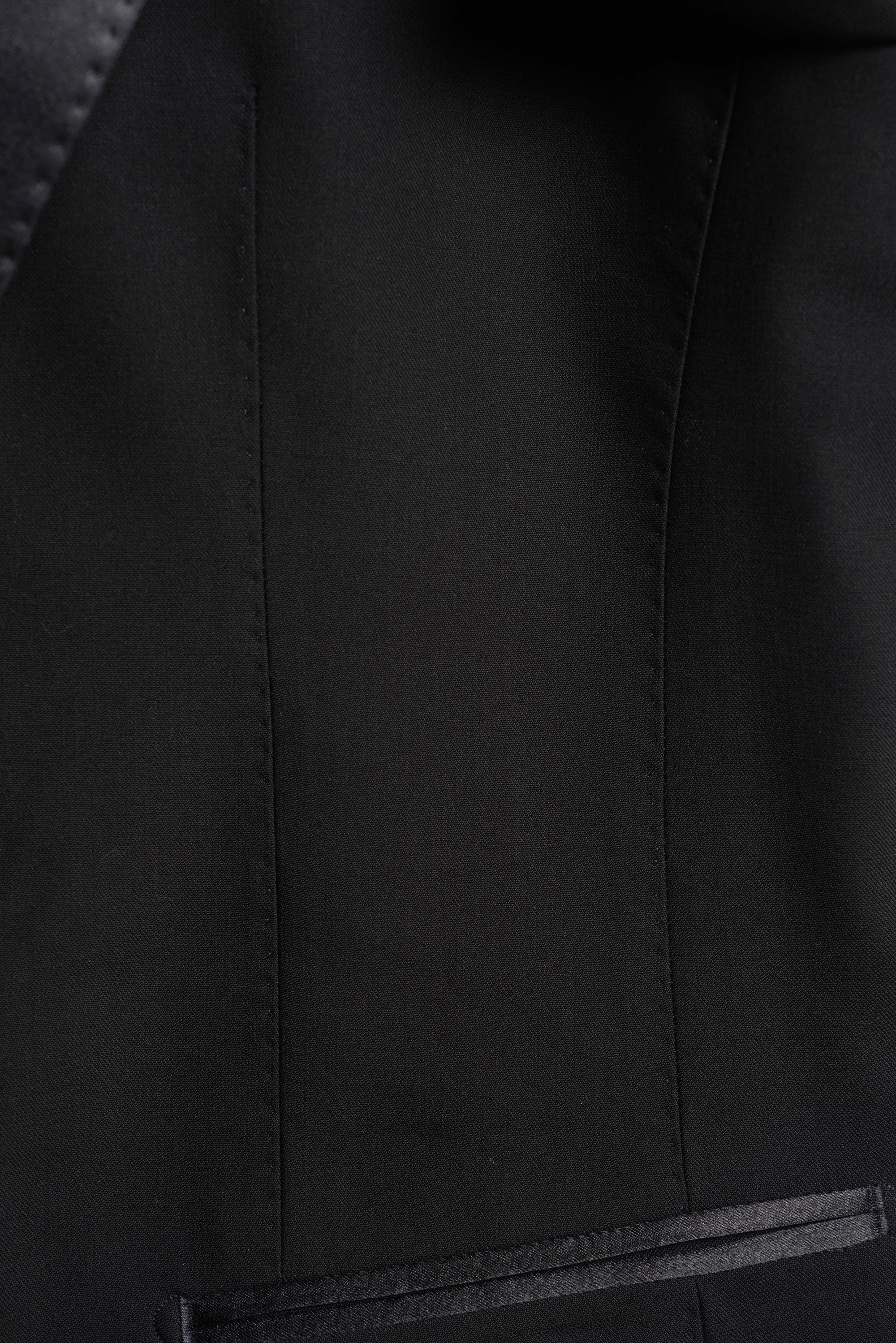 Black Wool Barathea Peak Lapel Single Breasted Dinner Suit #219