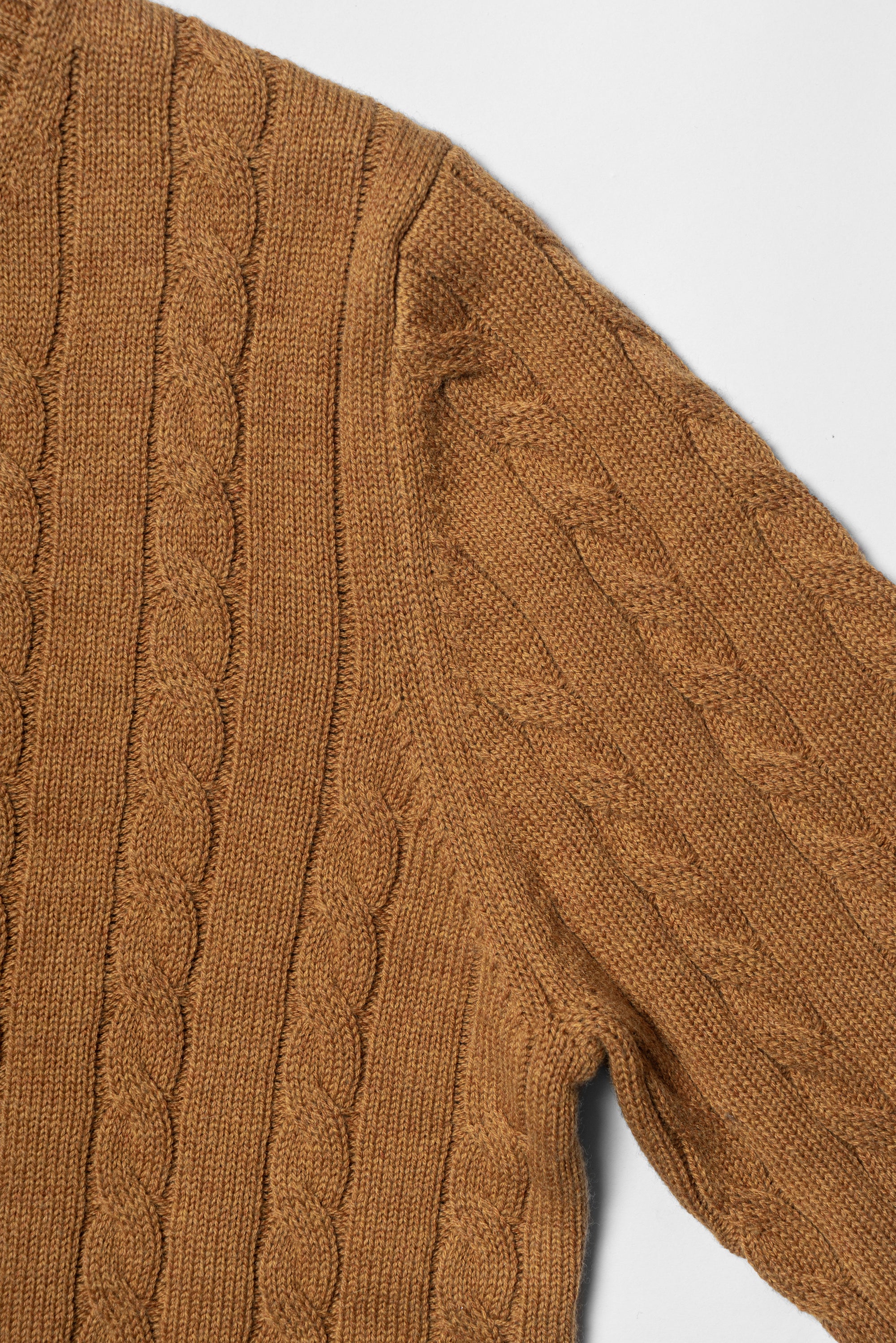 Navy / Ginger / Beige Crew Neck Cable Knit Jumper