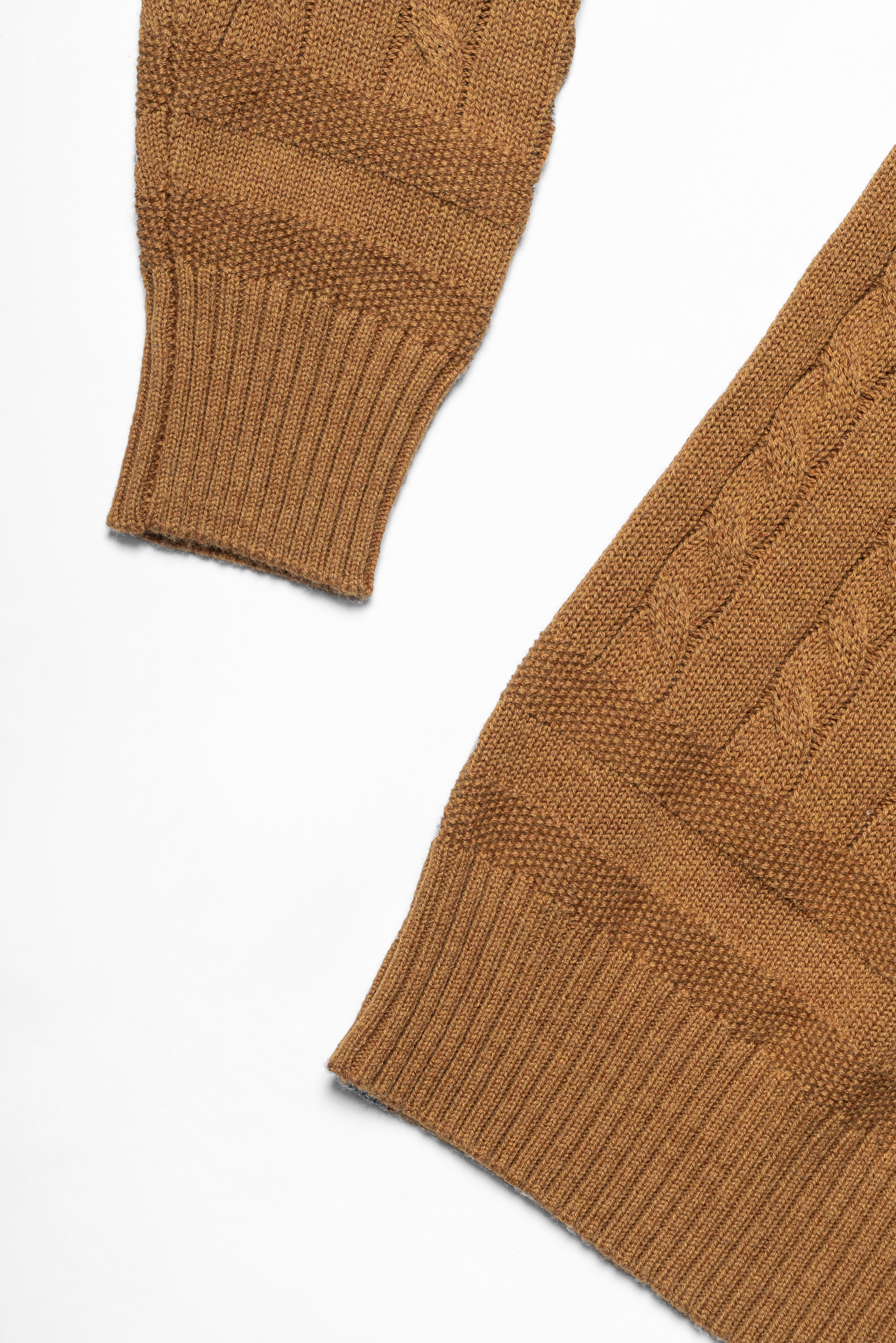 Navy / Ginger / Beige Crew Neck Cable Knit Jumper