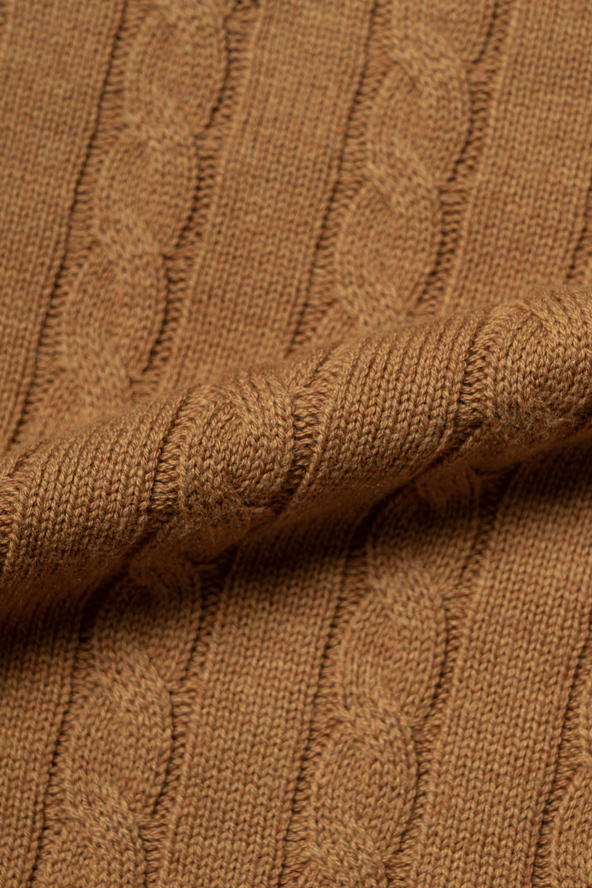 Navy / Ginger / Beige Crew Neck Cable Knit Jumper