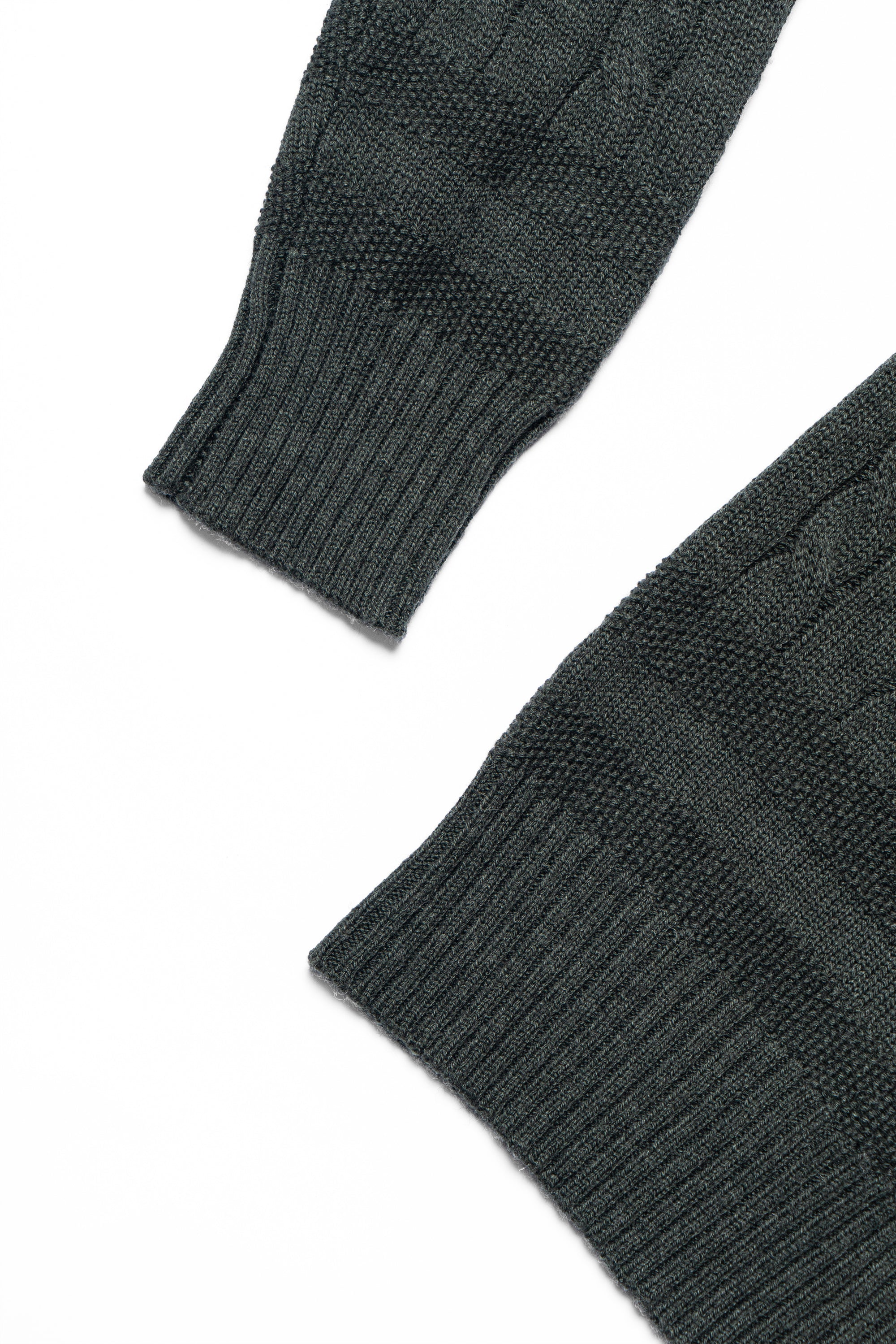 Forest / Taupe Crew Neck Cable Knit Jumper