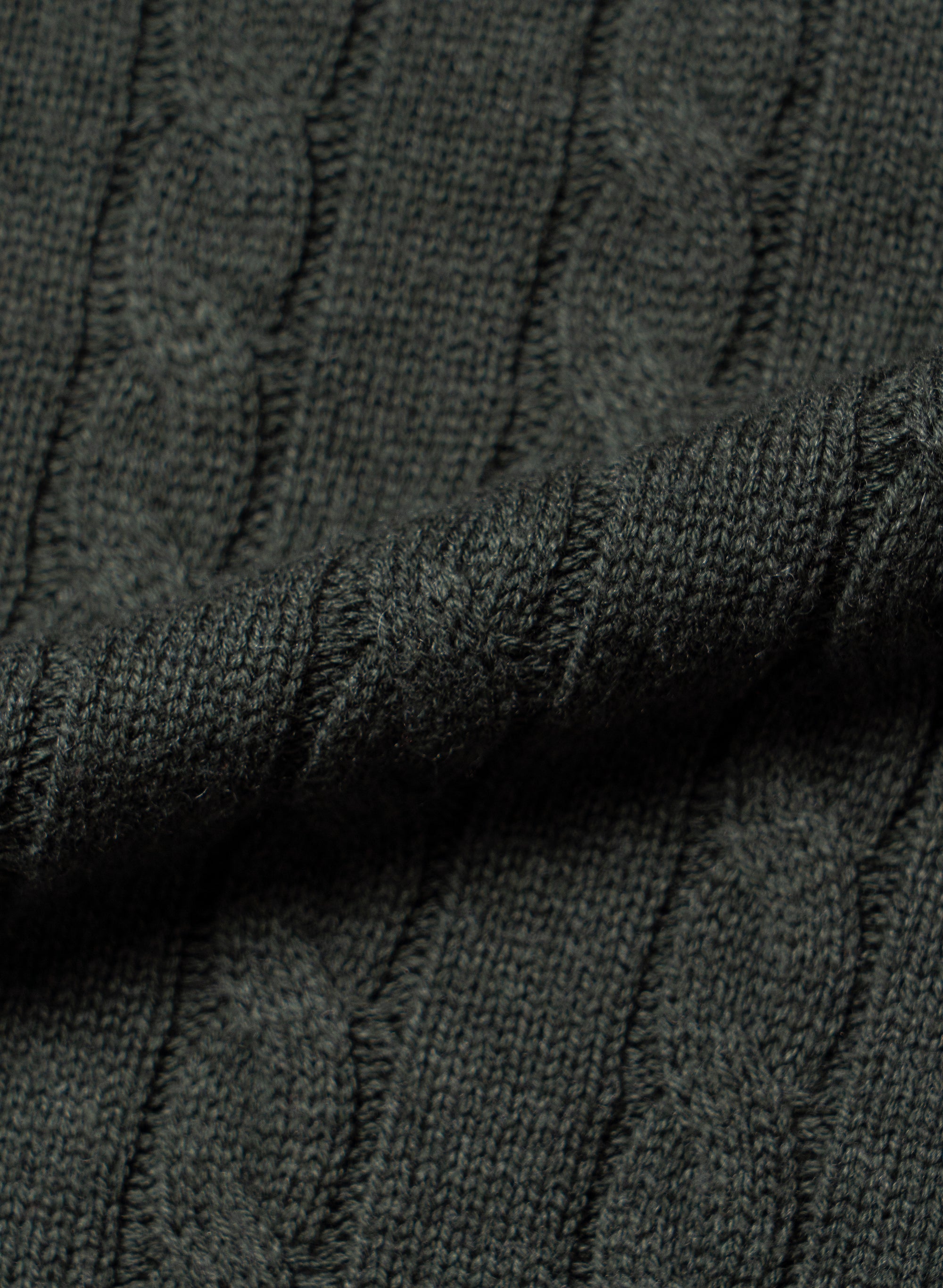 Forest / Taupe Crew Neck Cable Knit Jumper
