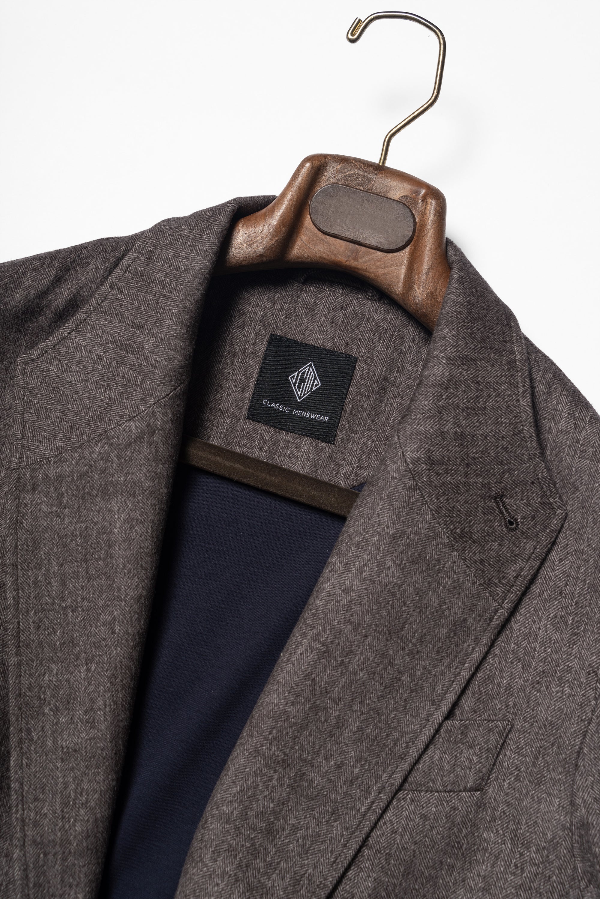 Taupe Herringbone Silk Wool Teba Jacket #221