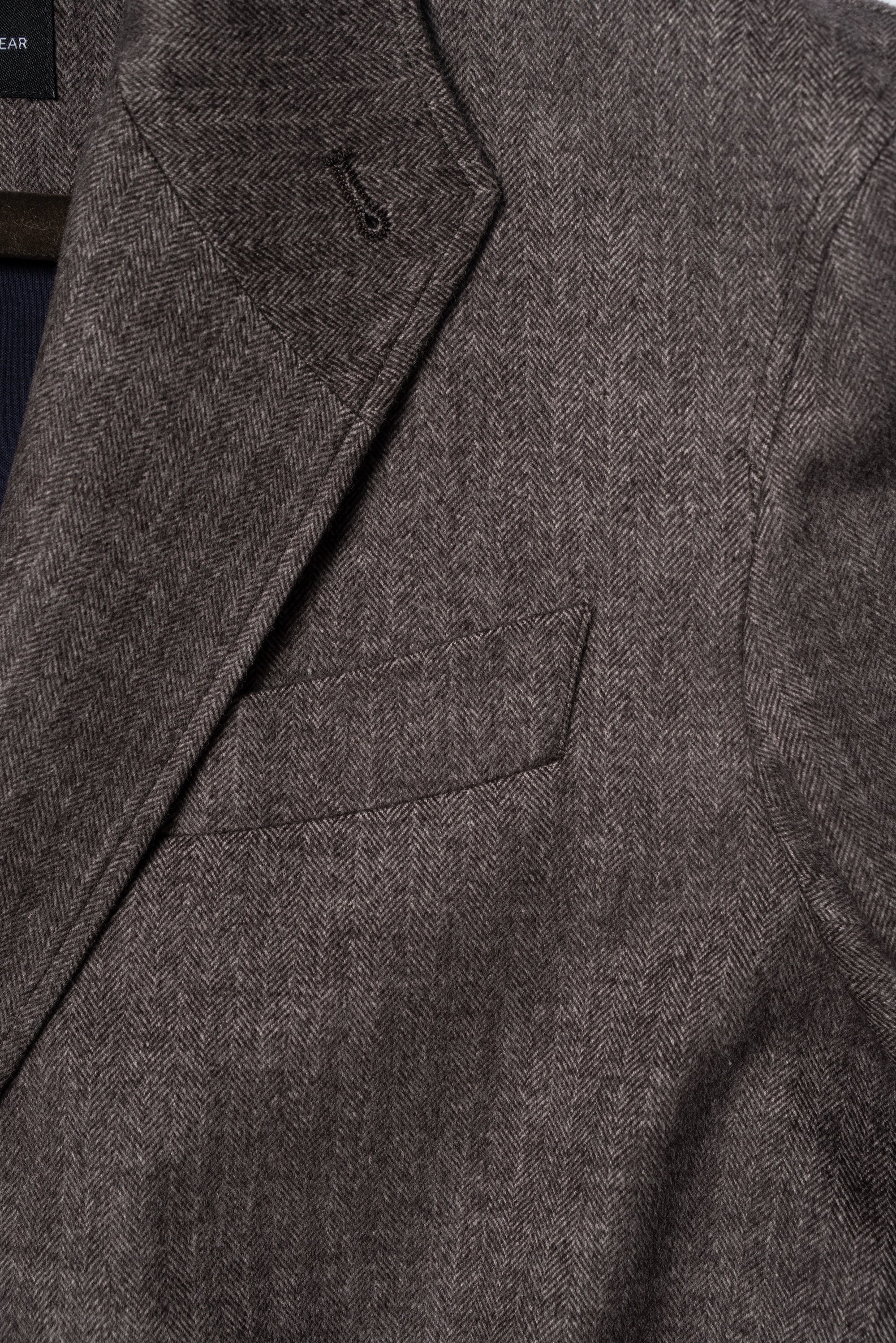 Taupe Herringbone Silk Wool Teba Jacket #221