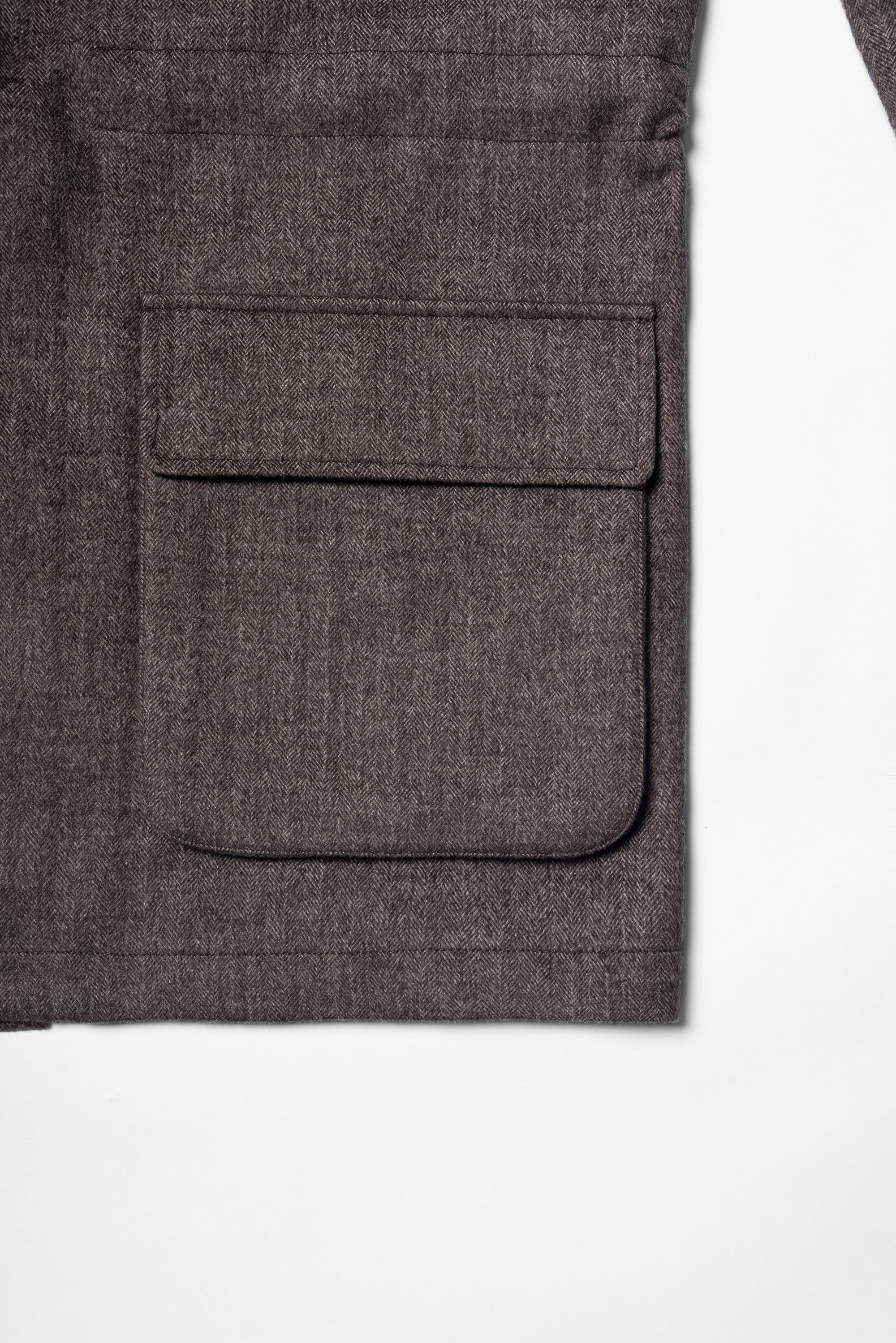 Taupe Herringbone Silk Wool Teba Jacket #221
