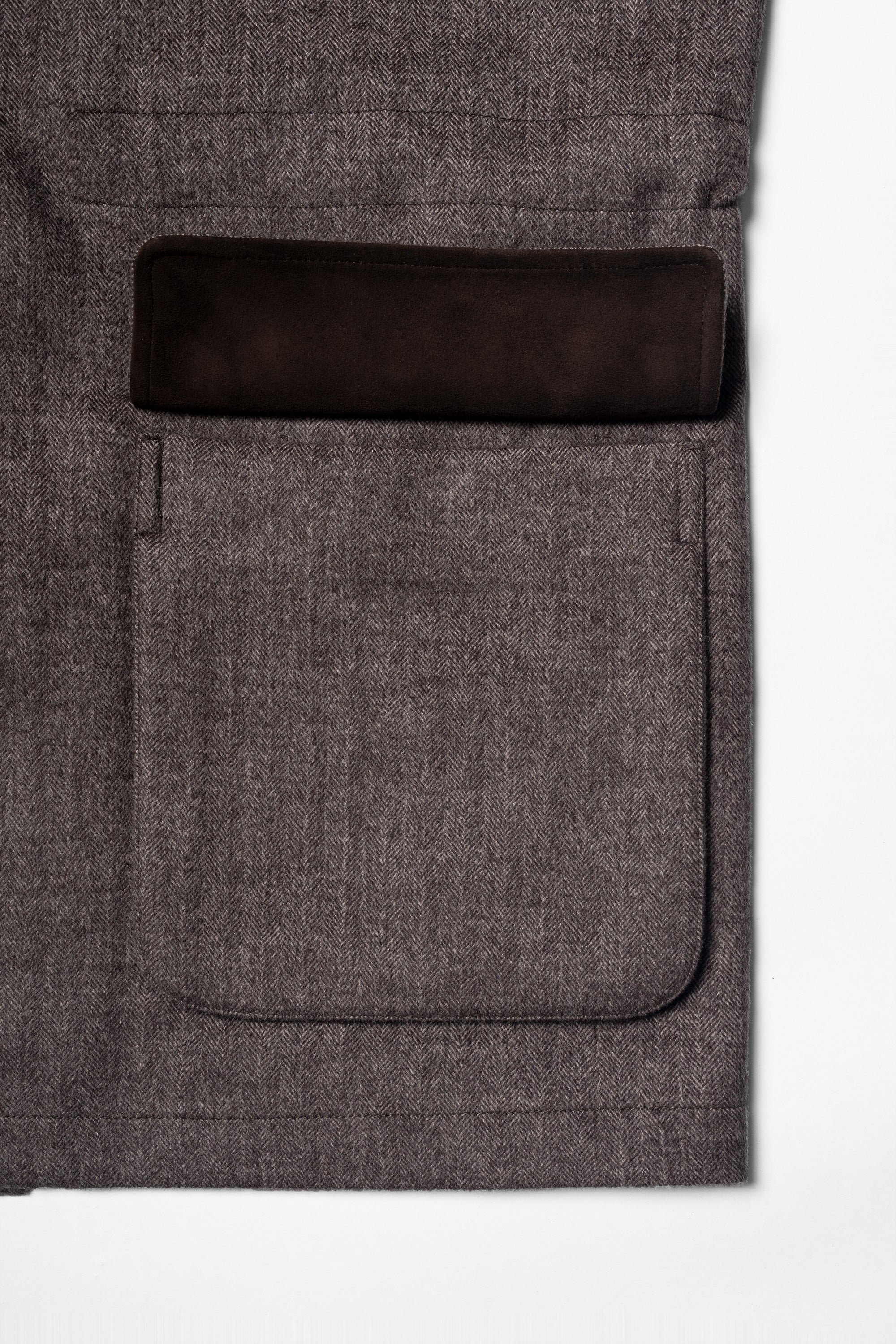Taupe Herringbone Silk Wool Teba Jacket #221