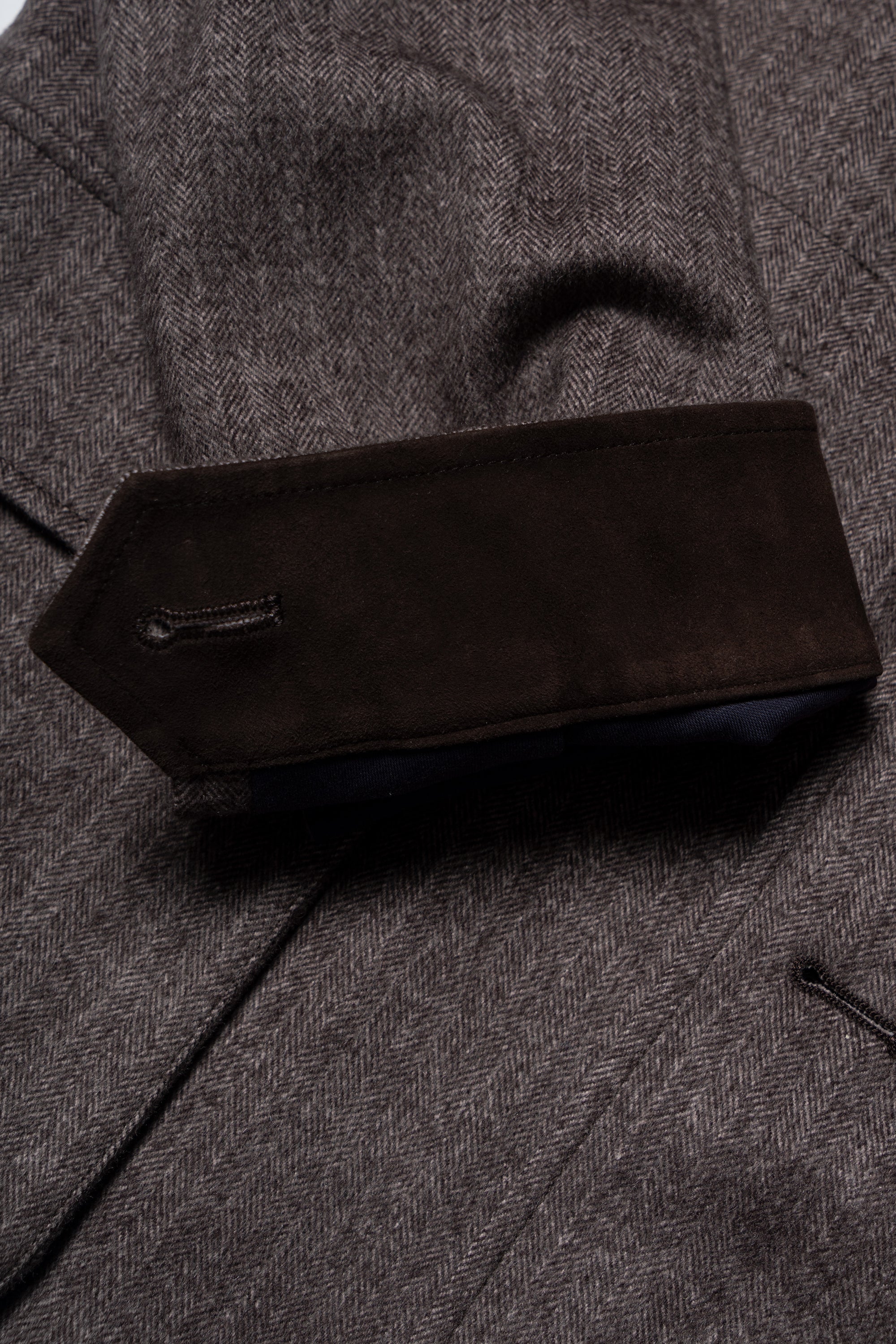 Taupe Herringbone Silk Wool Teba Jacket #221