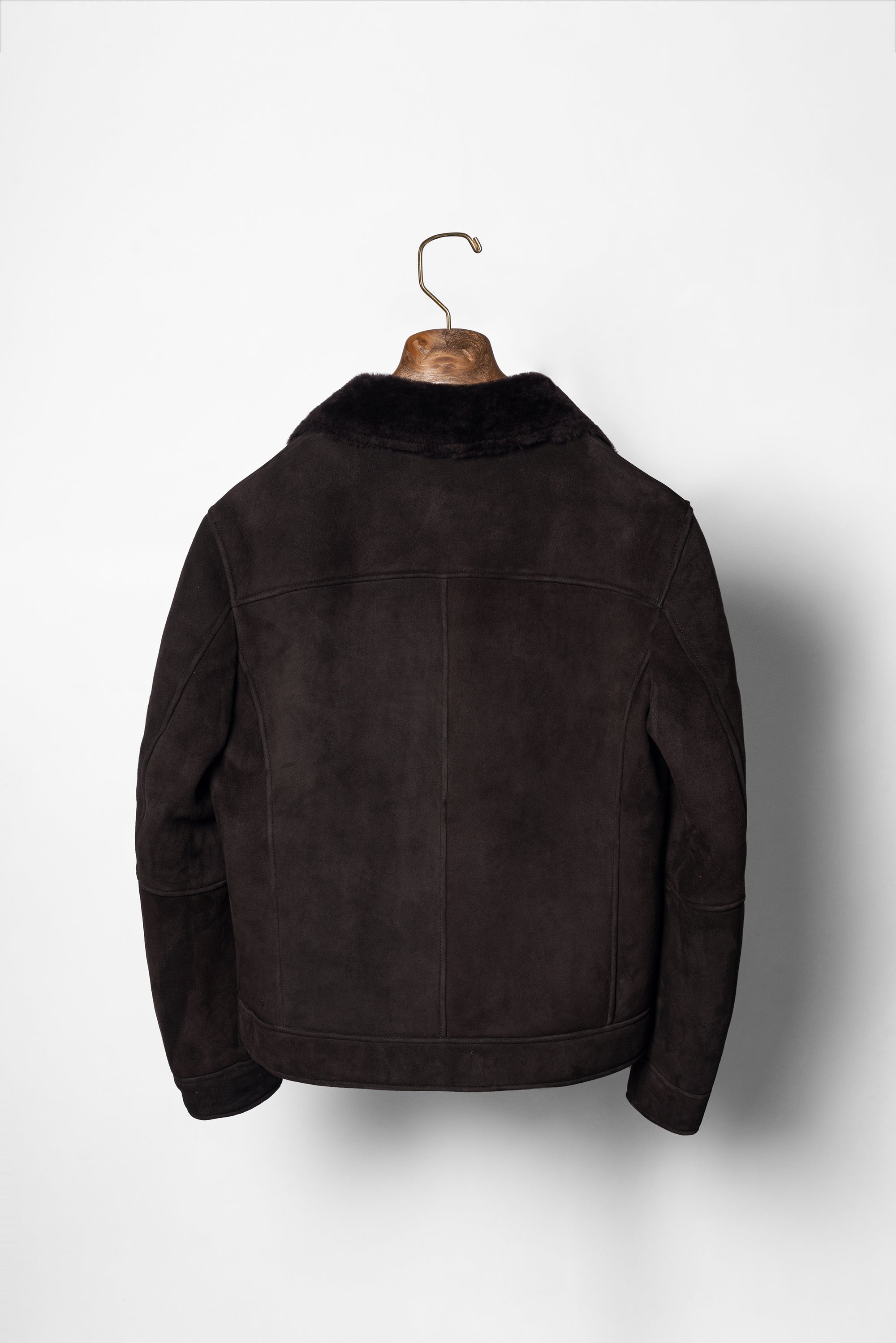 Dark Brown Lambskin Shearling Peacoat