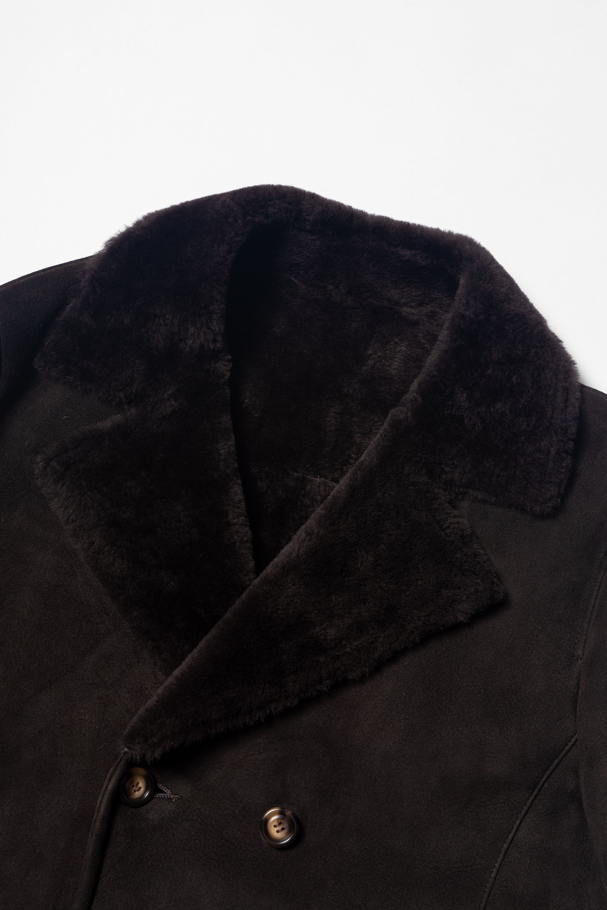 Dark Brown Lambskin Shearling Peacoat