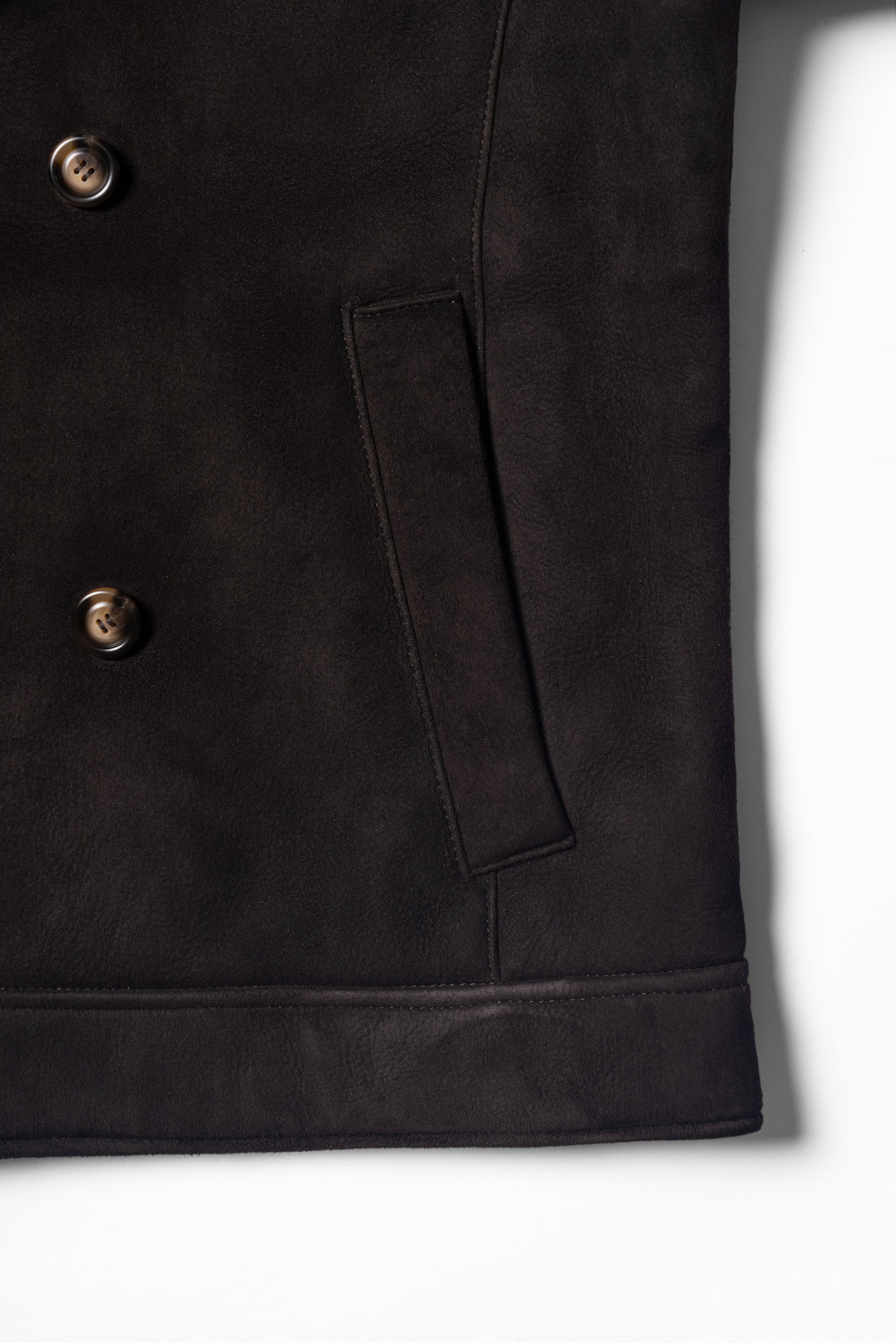 Dark Brown Lambskin Shearling Peacoat