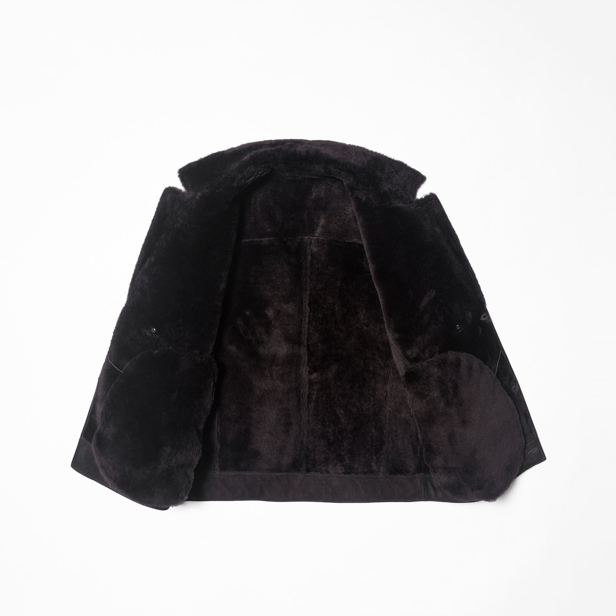 Dark Brown Lambskin Shearling Peacoat