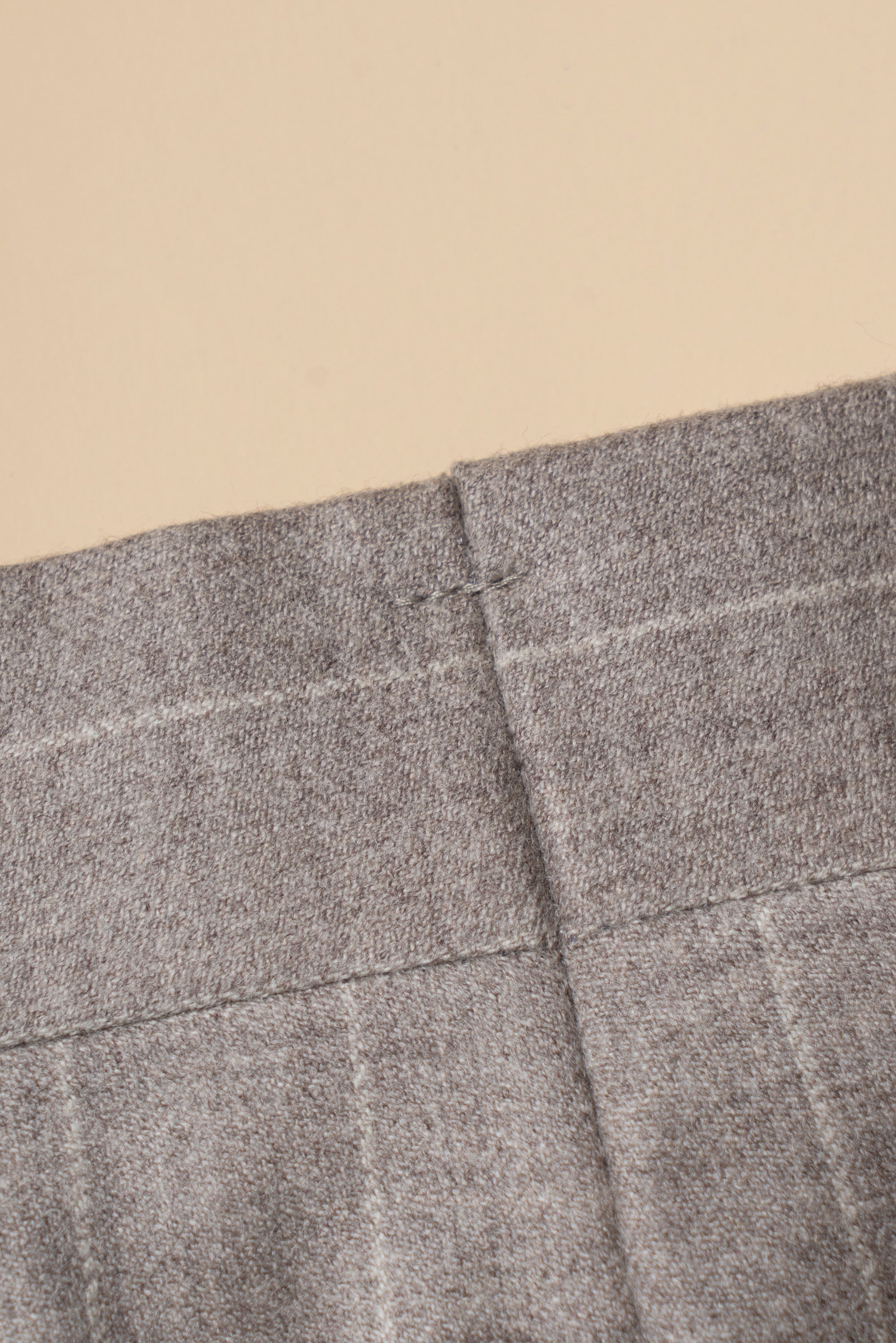 MTO Light Camel Chalk Stripe Wool Cashmere Flannel Suit