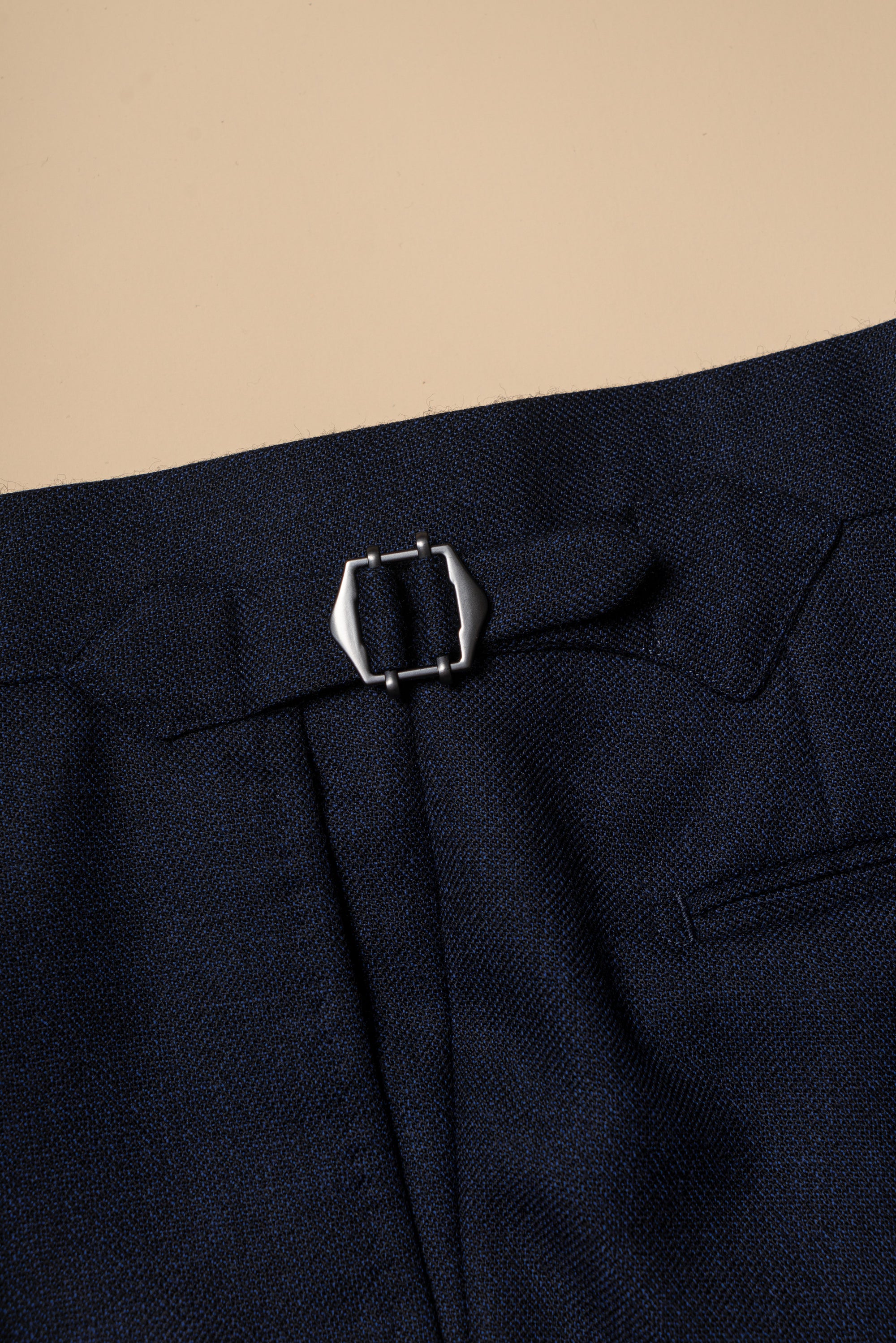 MTO Navy Sharkskin Wool Suit #389