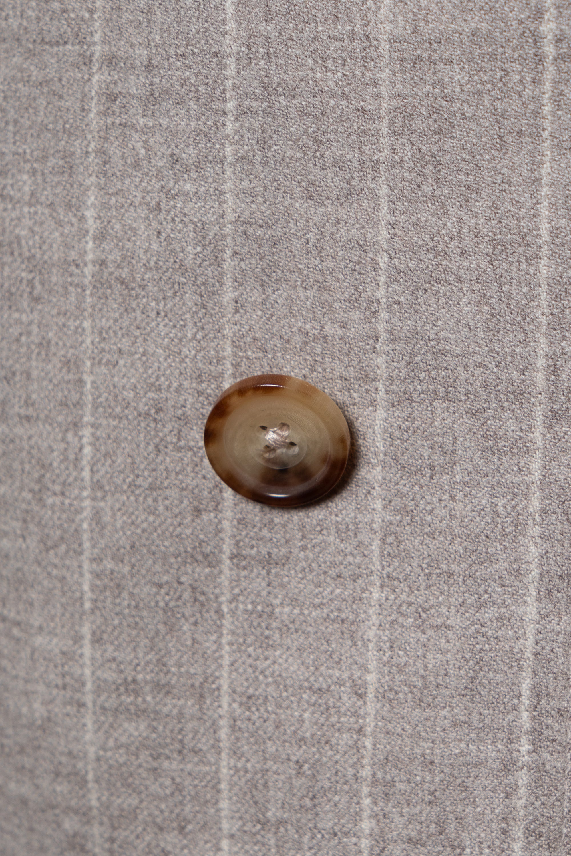 MTO Light Camel Chalk Stripe Wool Cashmere Flannel Suit