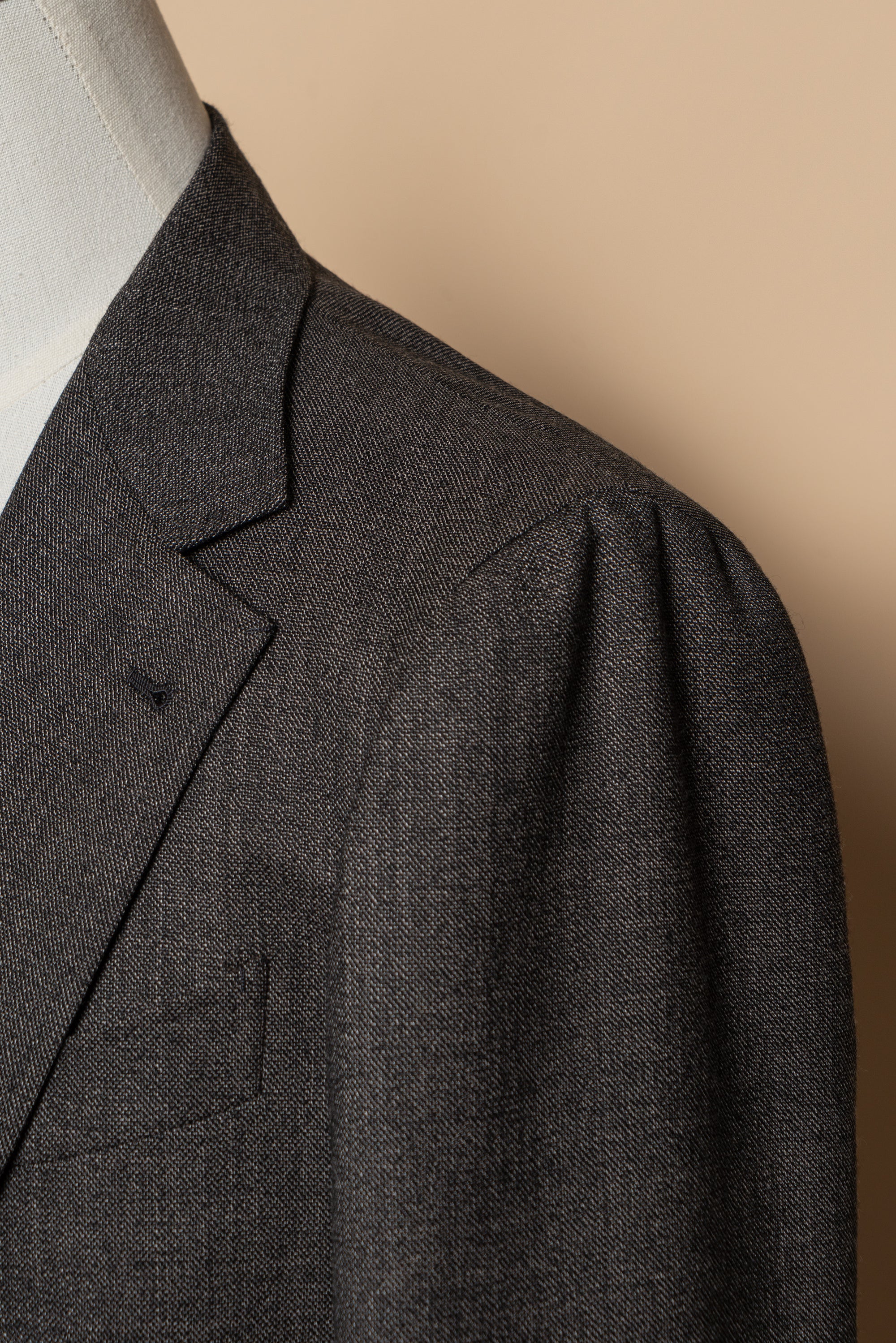 MTO Taupe Sharkskin Wool Suit #391