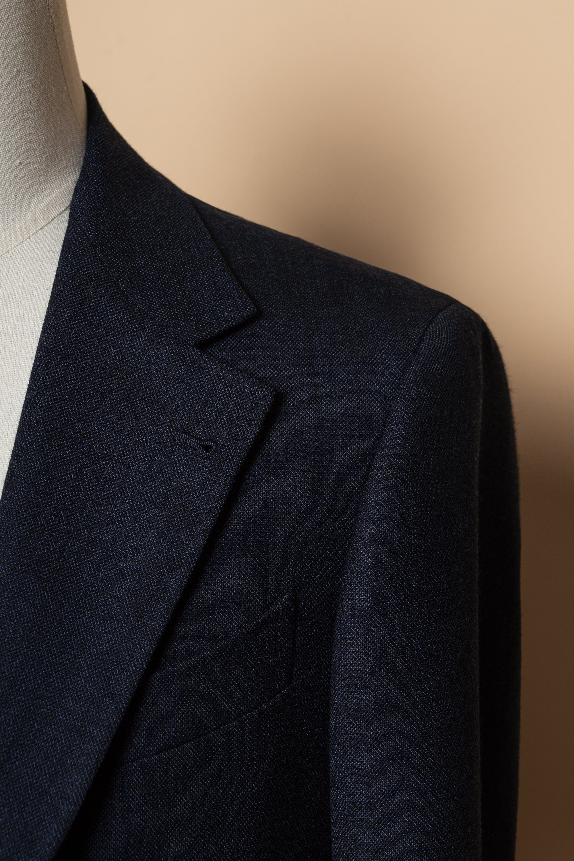 MTO Navy Sharkskin Wool Suit #389