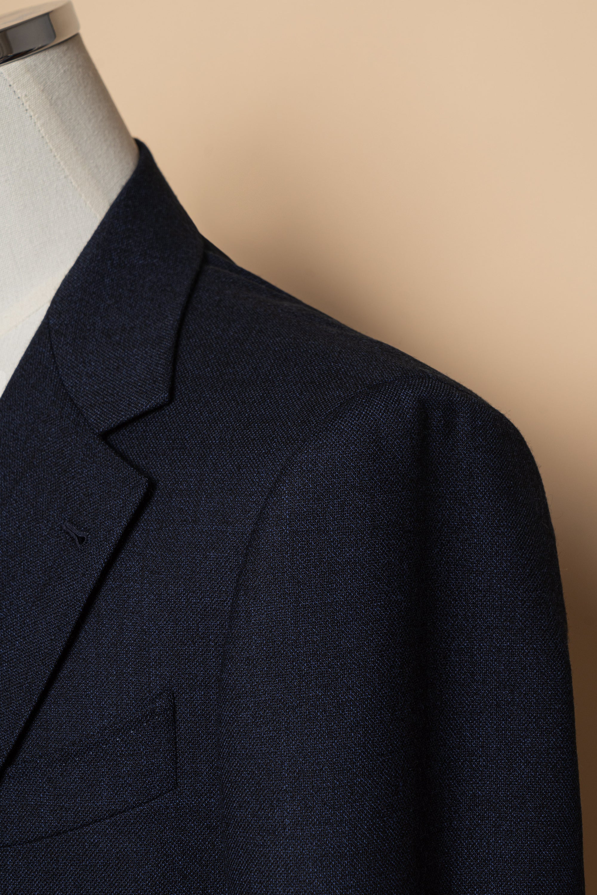 MTO Navy Sharkskin Wool Suit #389
