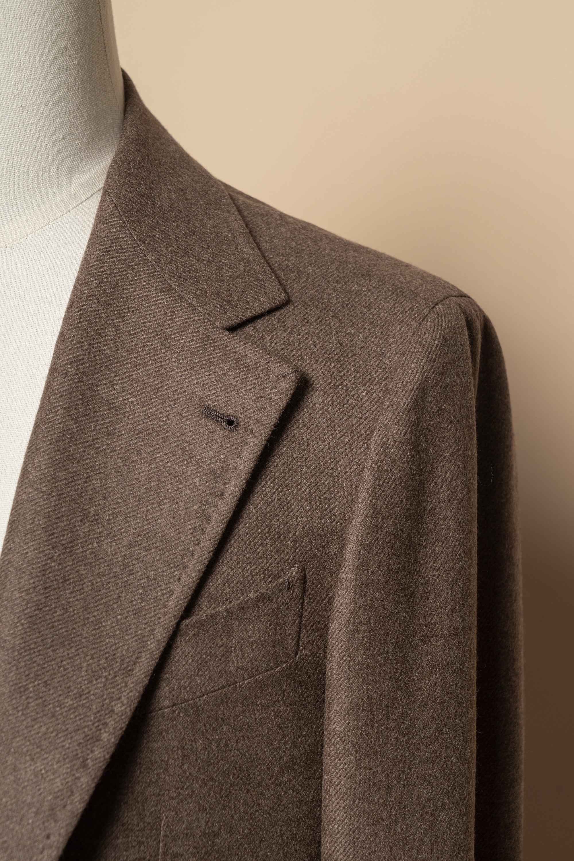 MTO Taupe Wool Cashmere Flannel Jacket