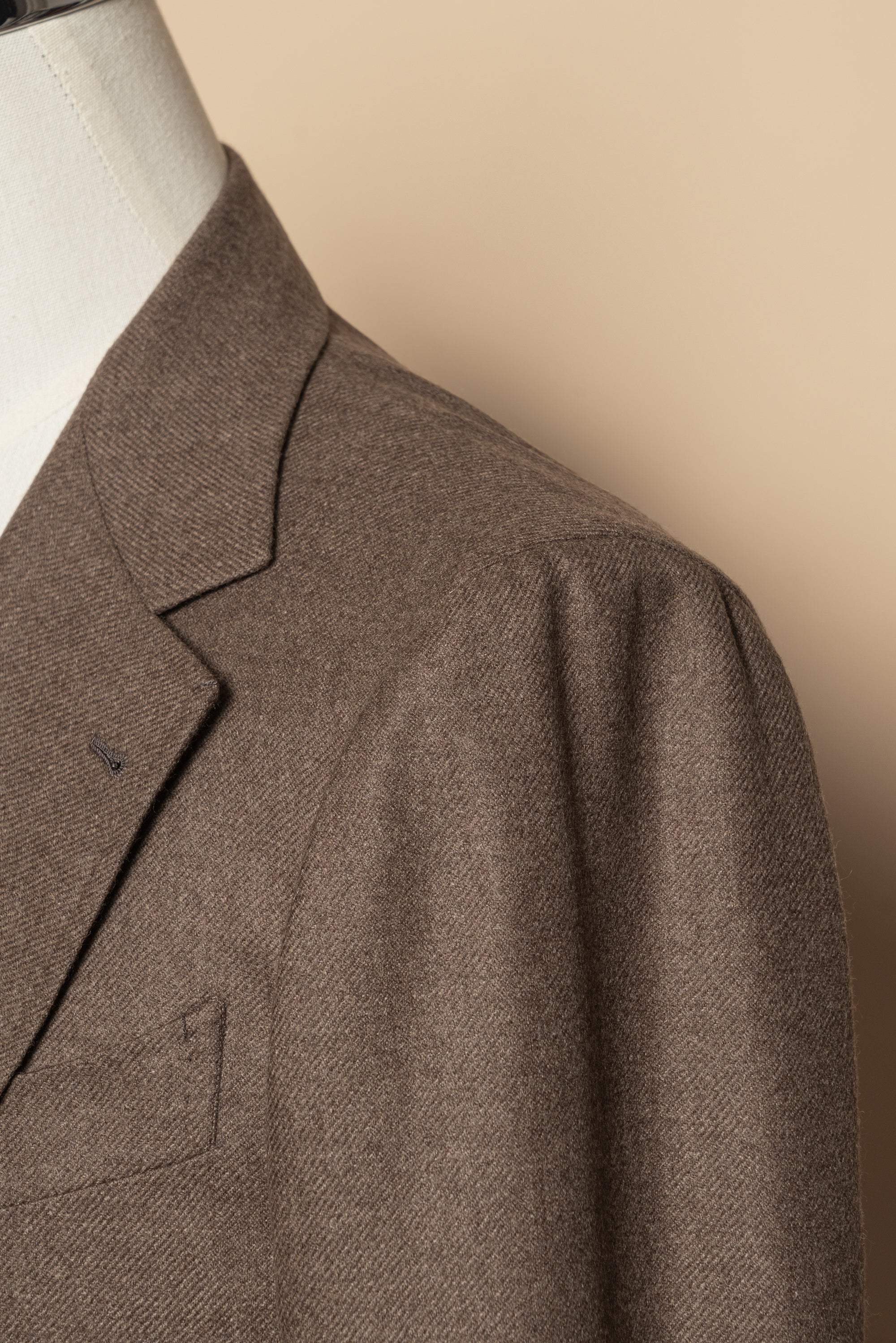 MTO Taupe Wool Cashmere Flannel Jacket