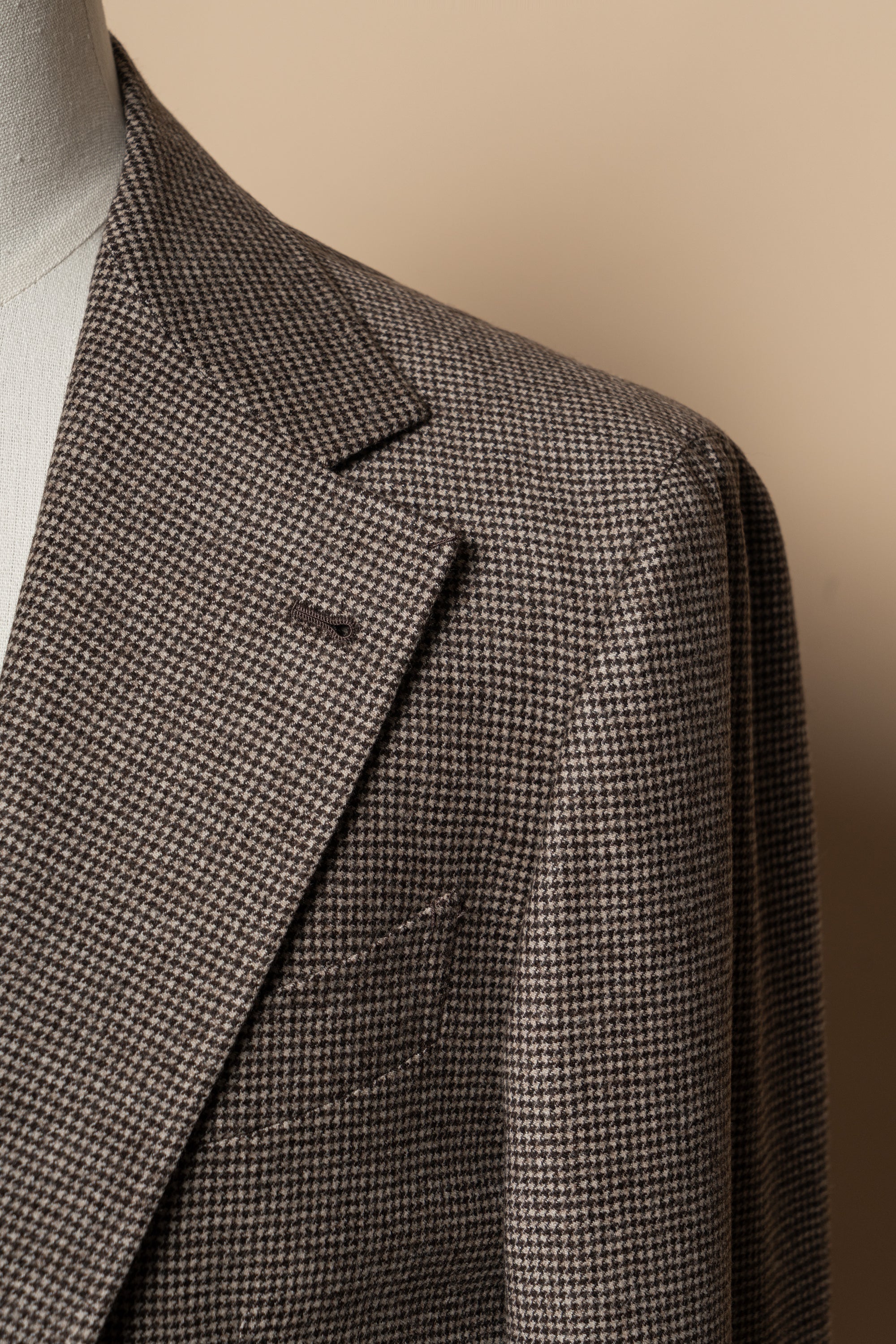 MTO Taupe Houndstooth Wool Cashmere Jacket