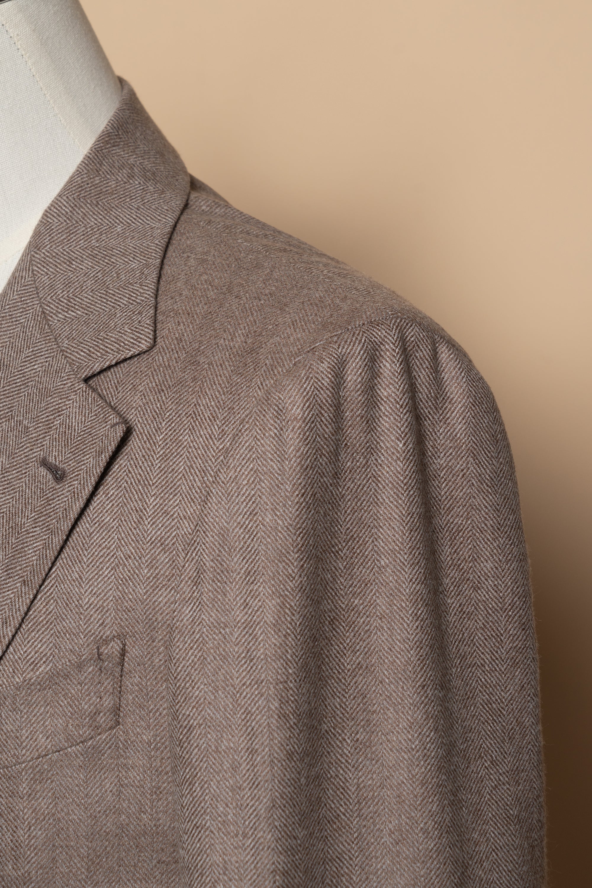MTO Taupe Herringbone Wool Cashmere Jacket