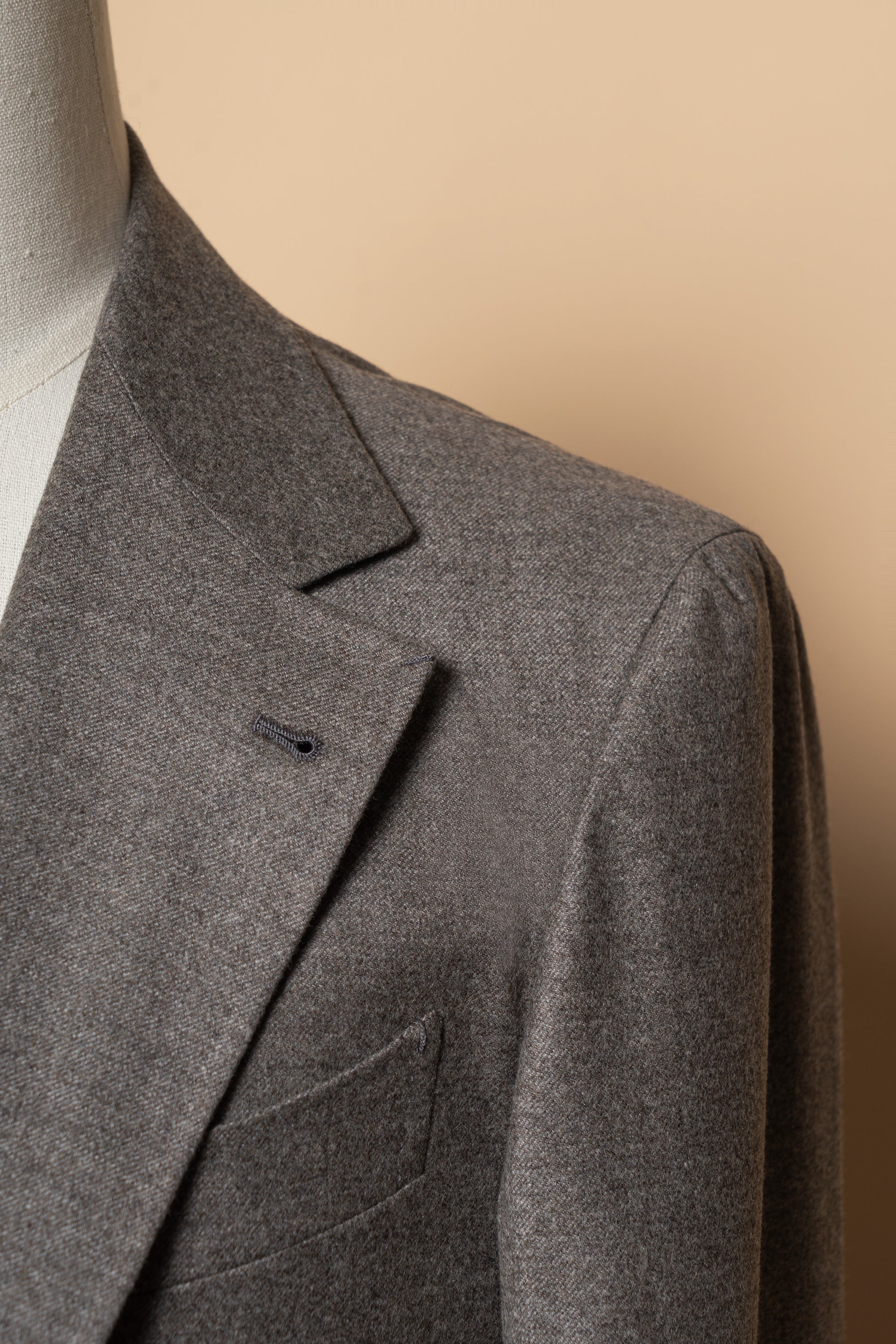 MTO Grey Camel Wool Cashmere Flannel Suit