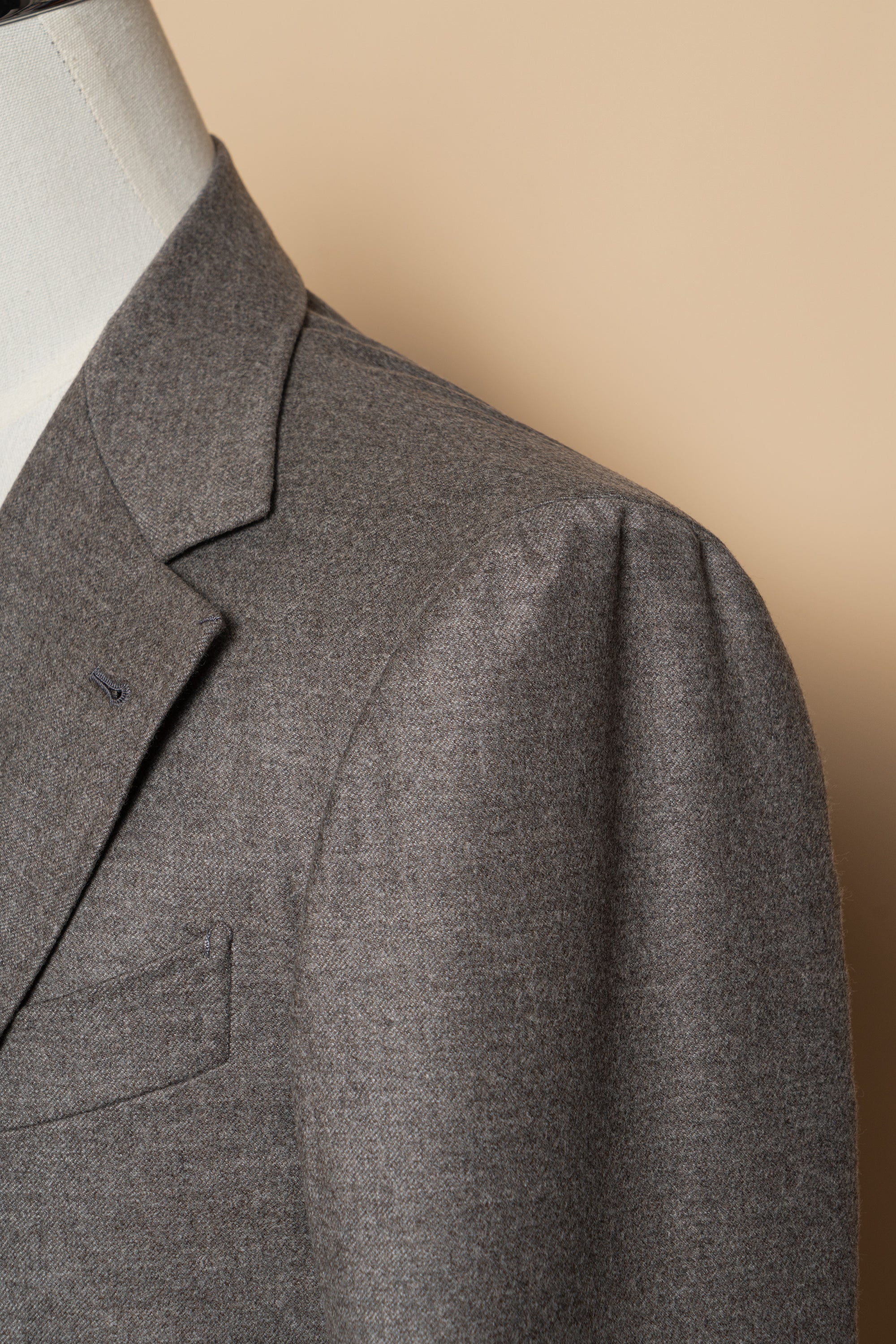 MTO Grey Camel Wool Cashmere Flannel Suit