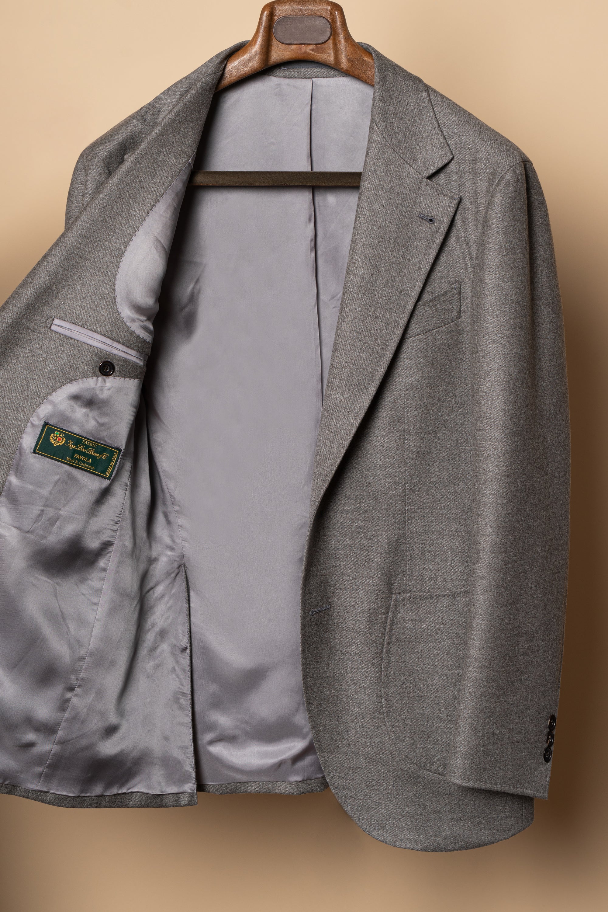 MTO Grey Camel Wool Cashmere Flannel Suit