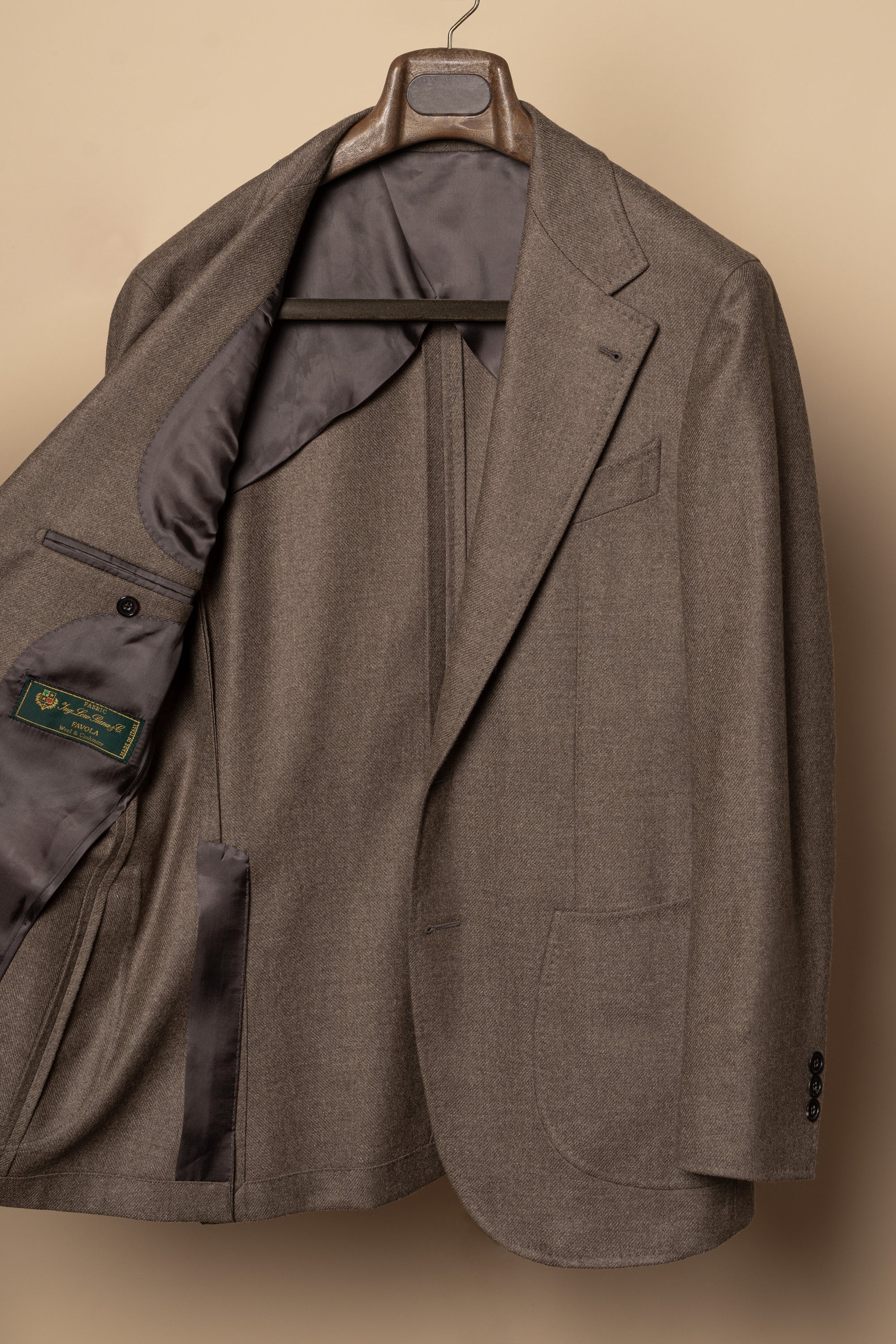 MTO Taupe Wool Cashmere Flannel Jacket