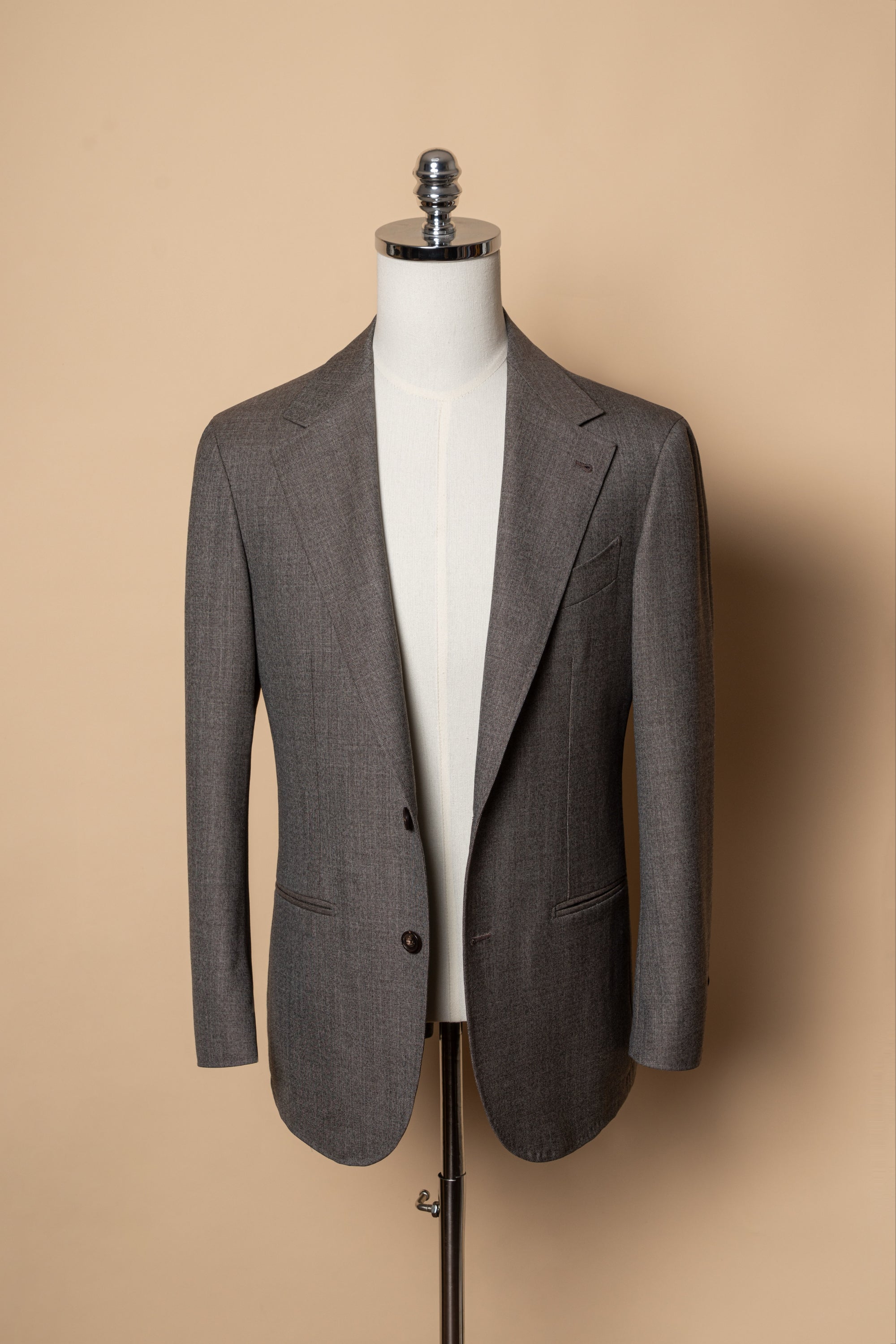 MTO Taupe Sharkskin Worsted Wool Suit #479