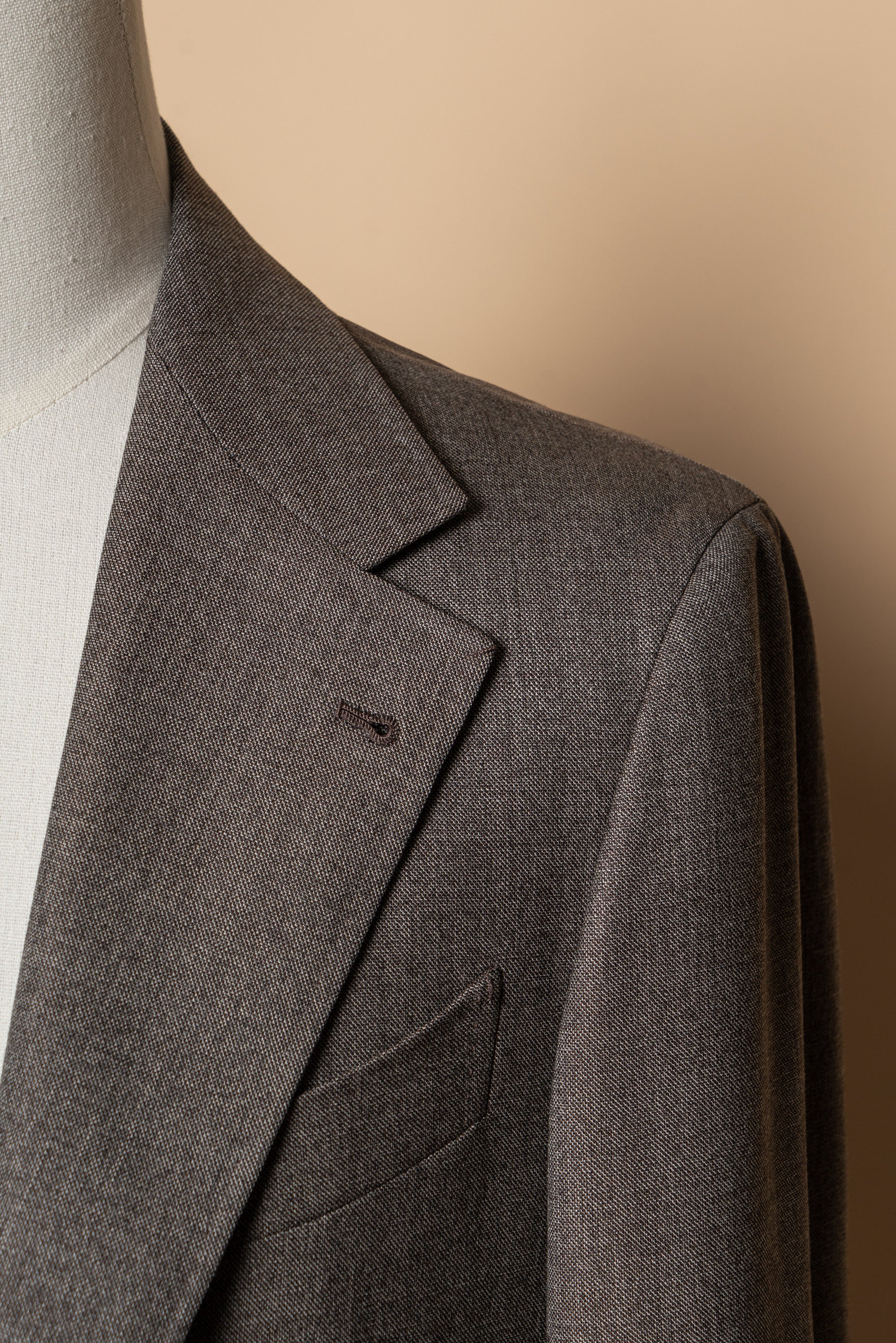 MTO Taupe Sharkskin Worsted Wool Suit #479